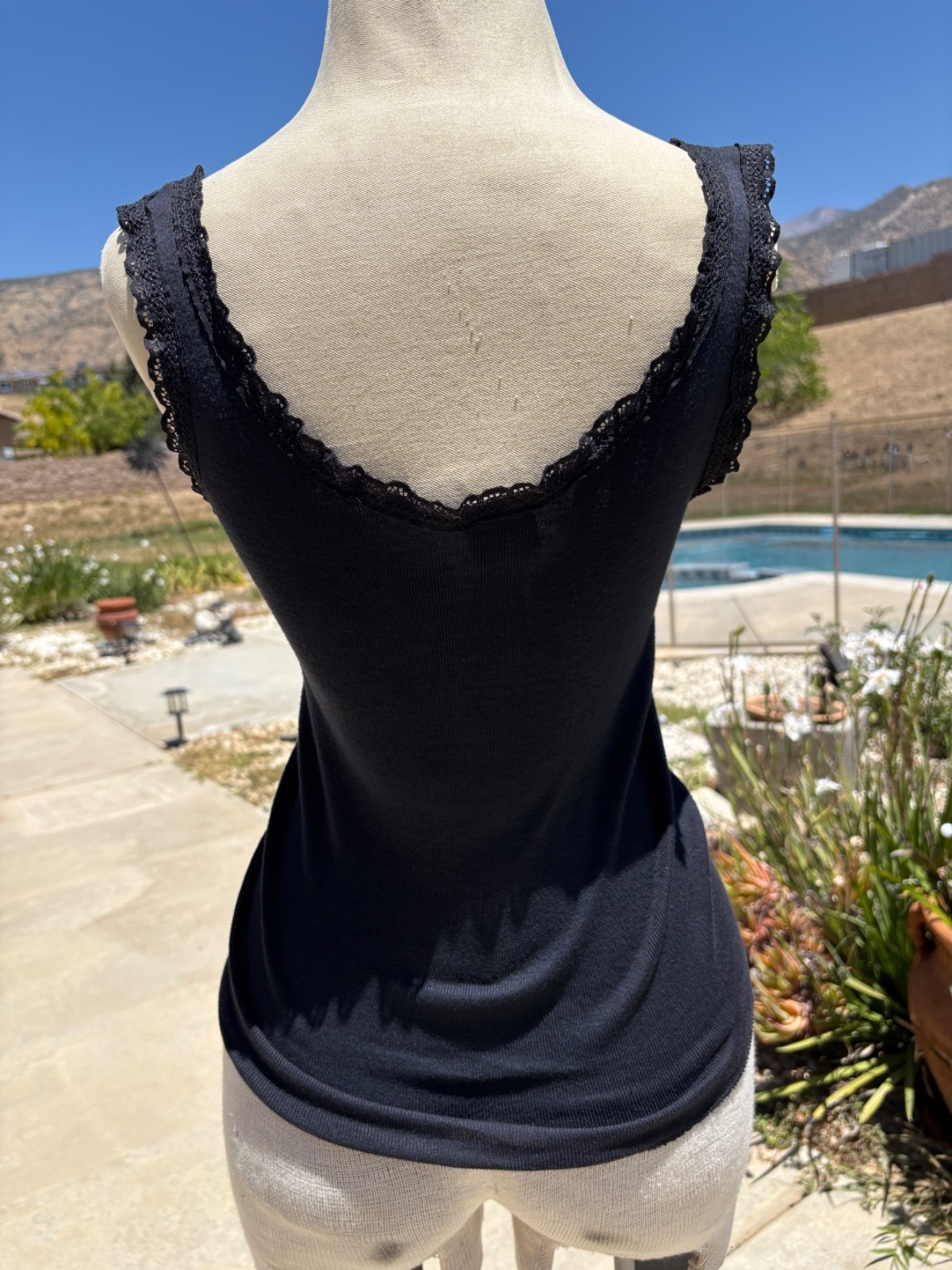 Vintage 80s Heart the Band World Tour Lace Trim Black Tank top M/L Stretchy