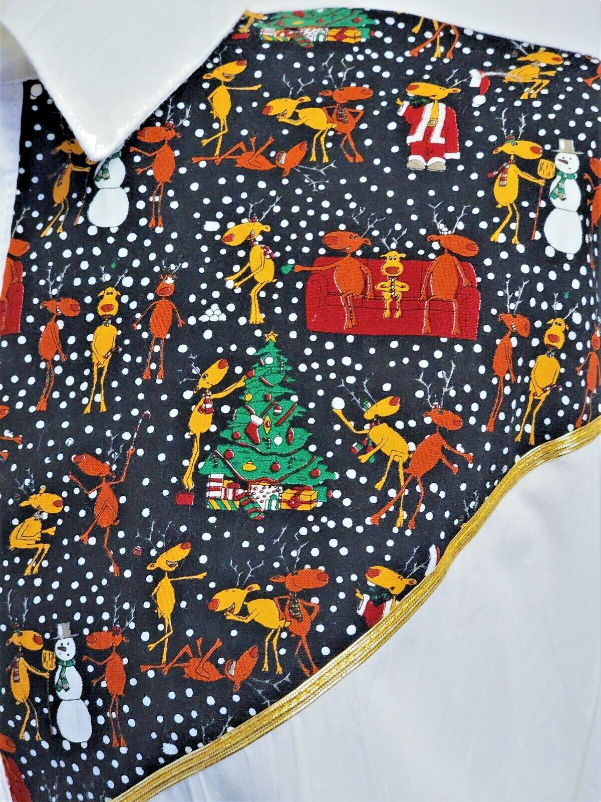 Vintage Western Christmas Tunic Shirt Women’s S/M White Black Reindeer Oversized