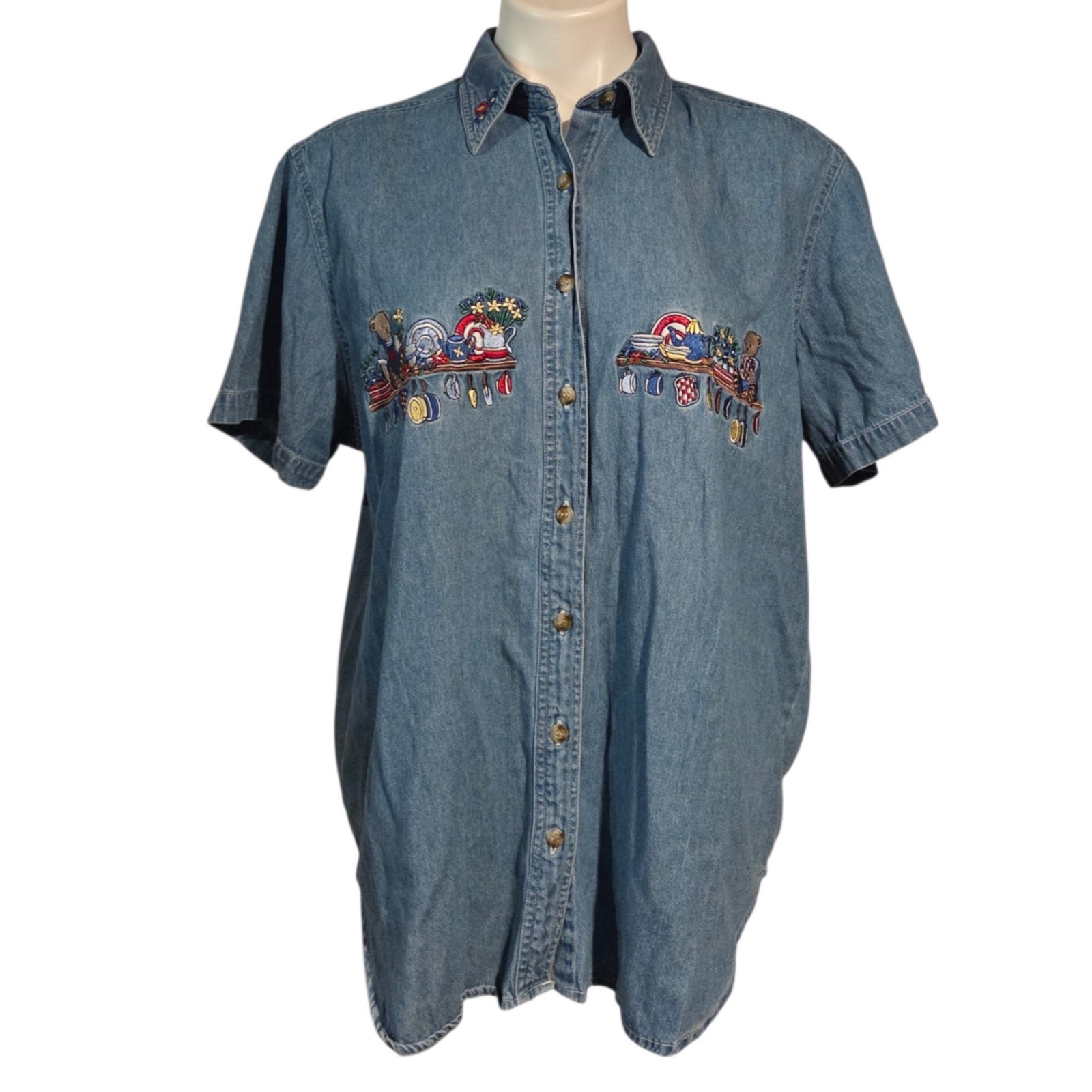 Vintage Just My Size Demo Shirt Embroidered USA Patriotic