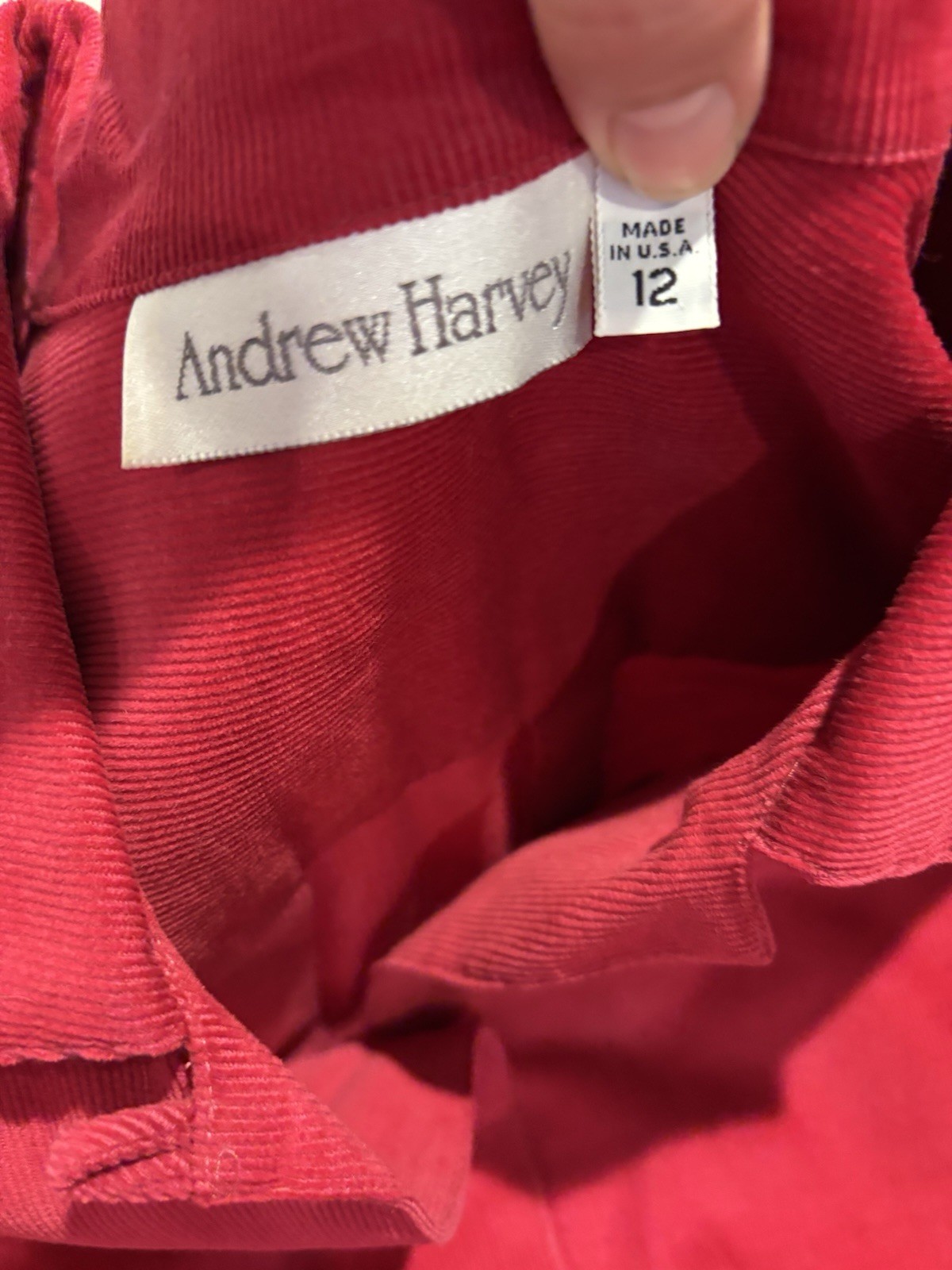 Vintage Andrew Harvey Corduroy Red Long-Sleeve Dress – NWT- Women’s Size 12