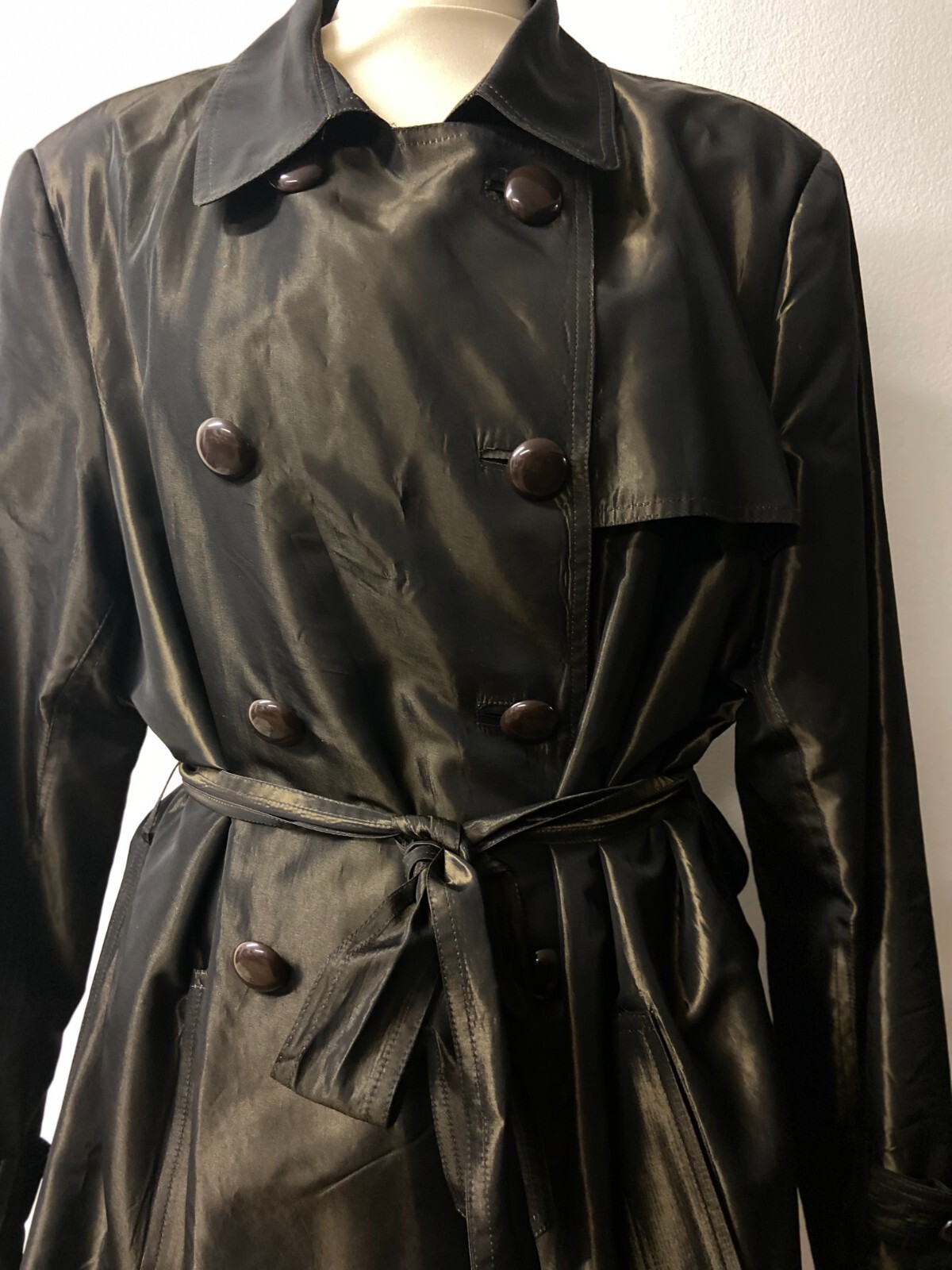 Women’s 80s belted Trench Coat by Mirjana Maric | Eggplant hued | Size EU 44
