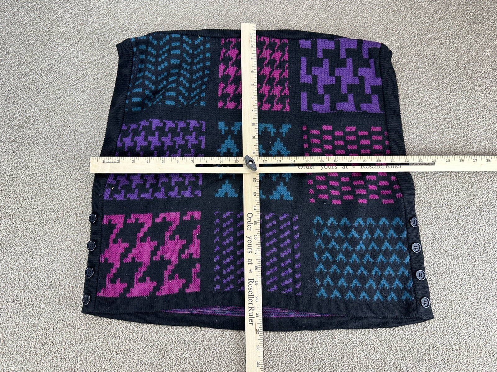 Women’s Dalton Sweater XL Colorful Boxy Black Pink Purple Geometric VTG