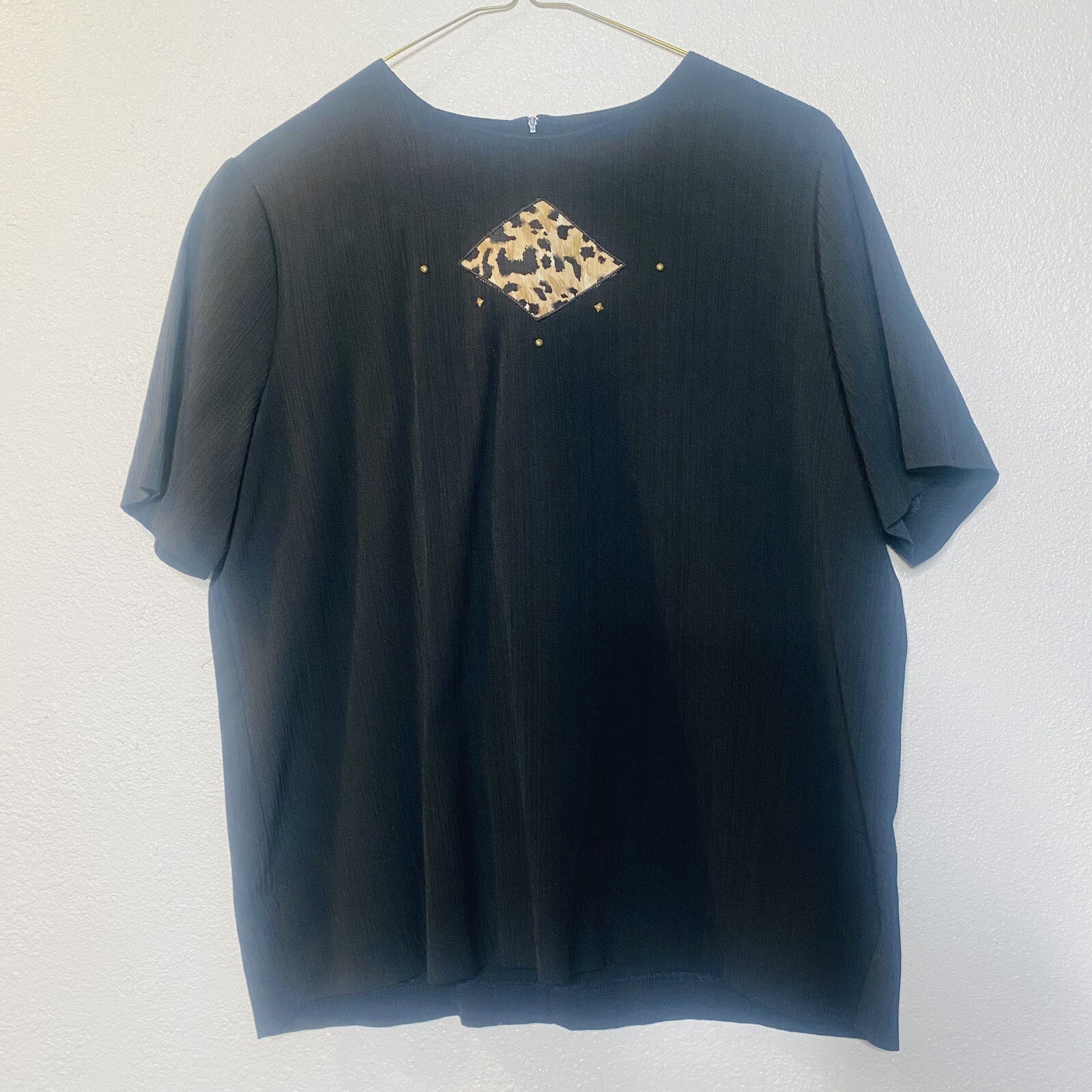 80’s Vintage G.W. A Division Of Graff Women’s Black Shirt Cheers Print Studded