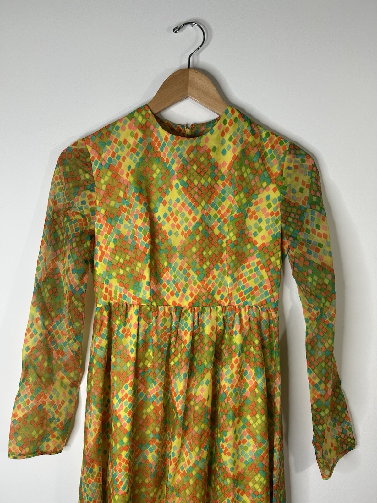Vintage 1970’s Dress Women’s Multicolor Checkered Aline Party