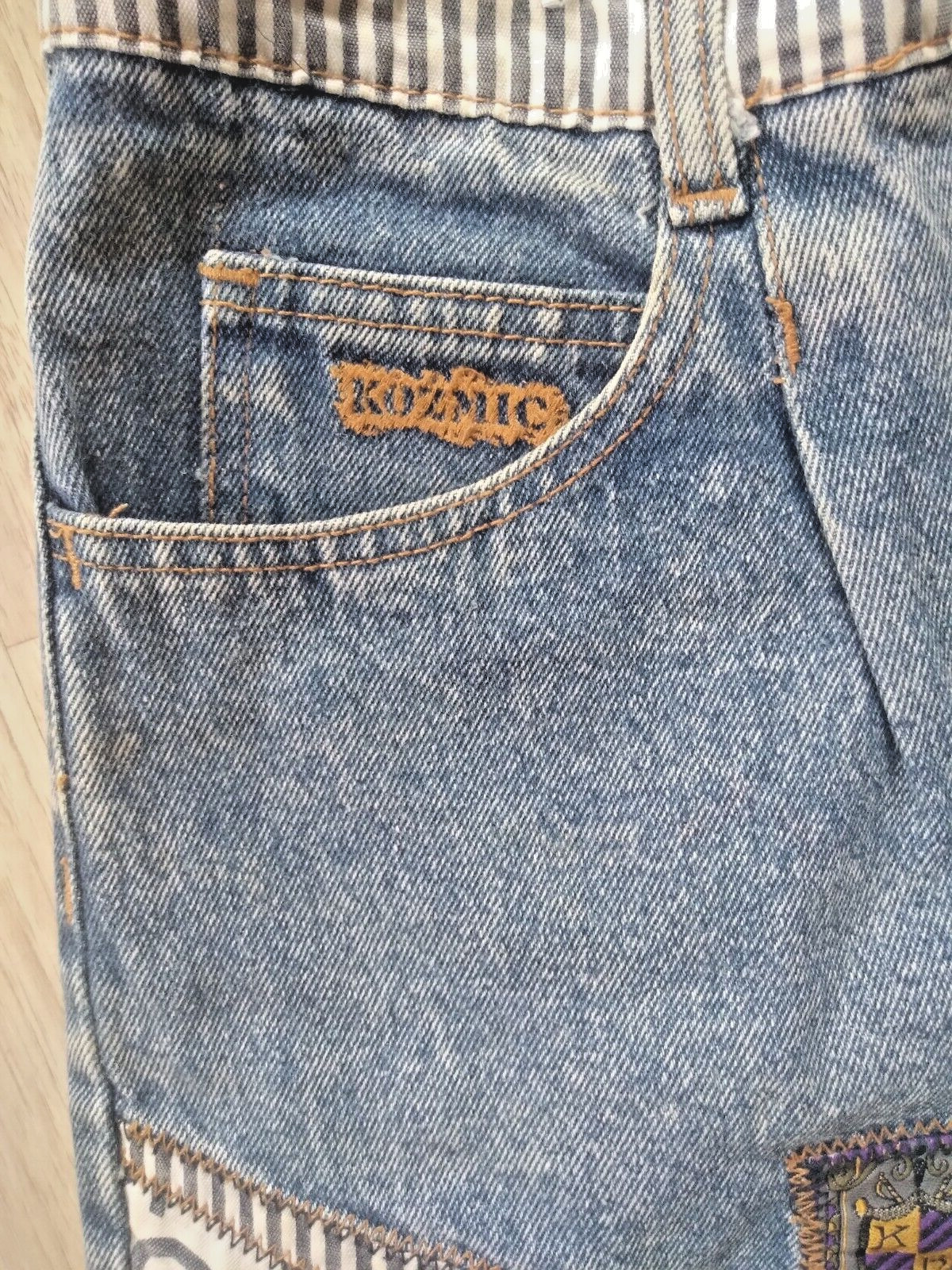 80s Vintage Kozmic Blues Acid Wash Patchwork Jeans 29 Small