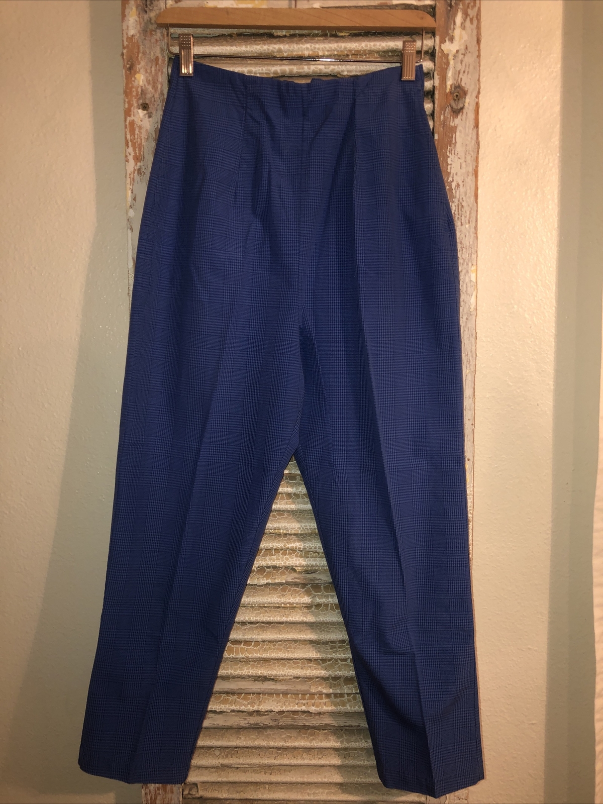 A16 Vtg 60s HIGH WAIST PINUP PLAID PEDAL PUSHER ROCKABILLY SCOOTER PANTS 24”