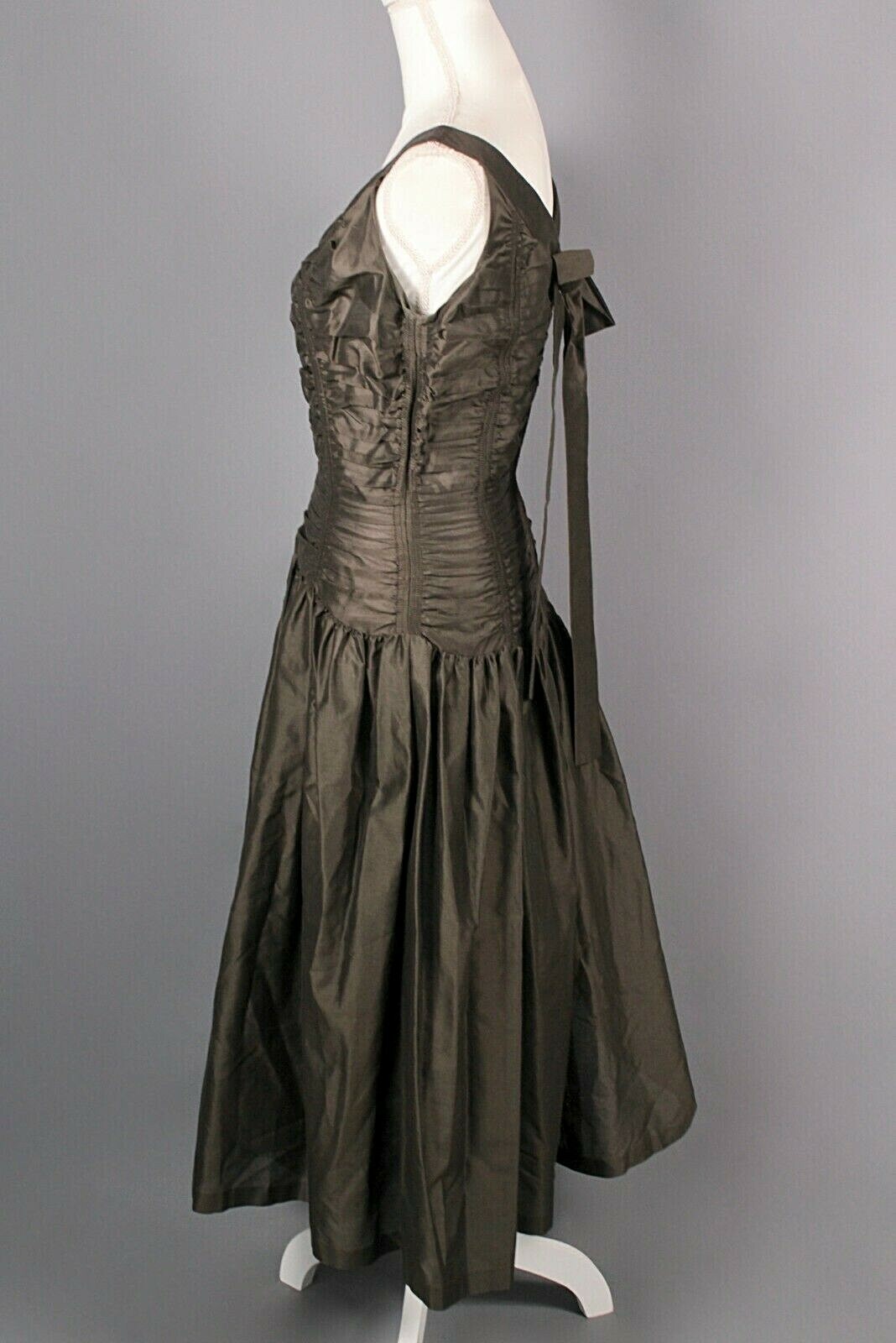 VTG Women’s 50s Dark Brown Dress / Gown Sz S 1950s Cocktail