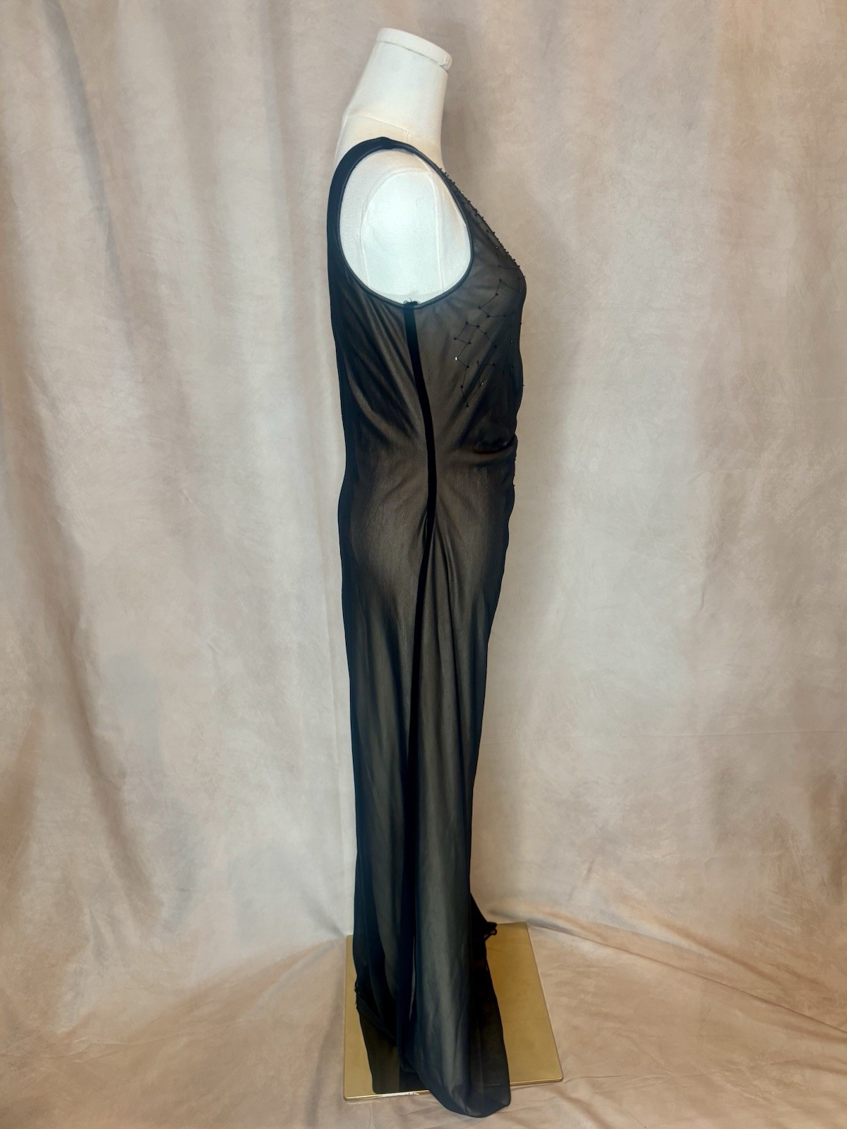 VTG Roberta Black One Shoulder Sheer Overlay Evening Gown Women’s Large Made USA