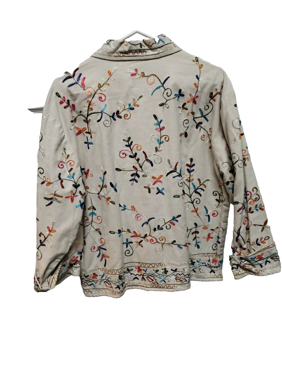 Units Woman Jacket Size L Beige Brown Green Pink Blue Embroidery Vintage 3/4 Sle