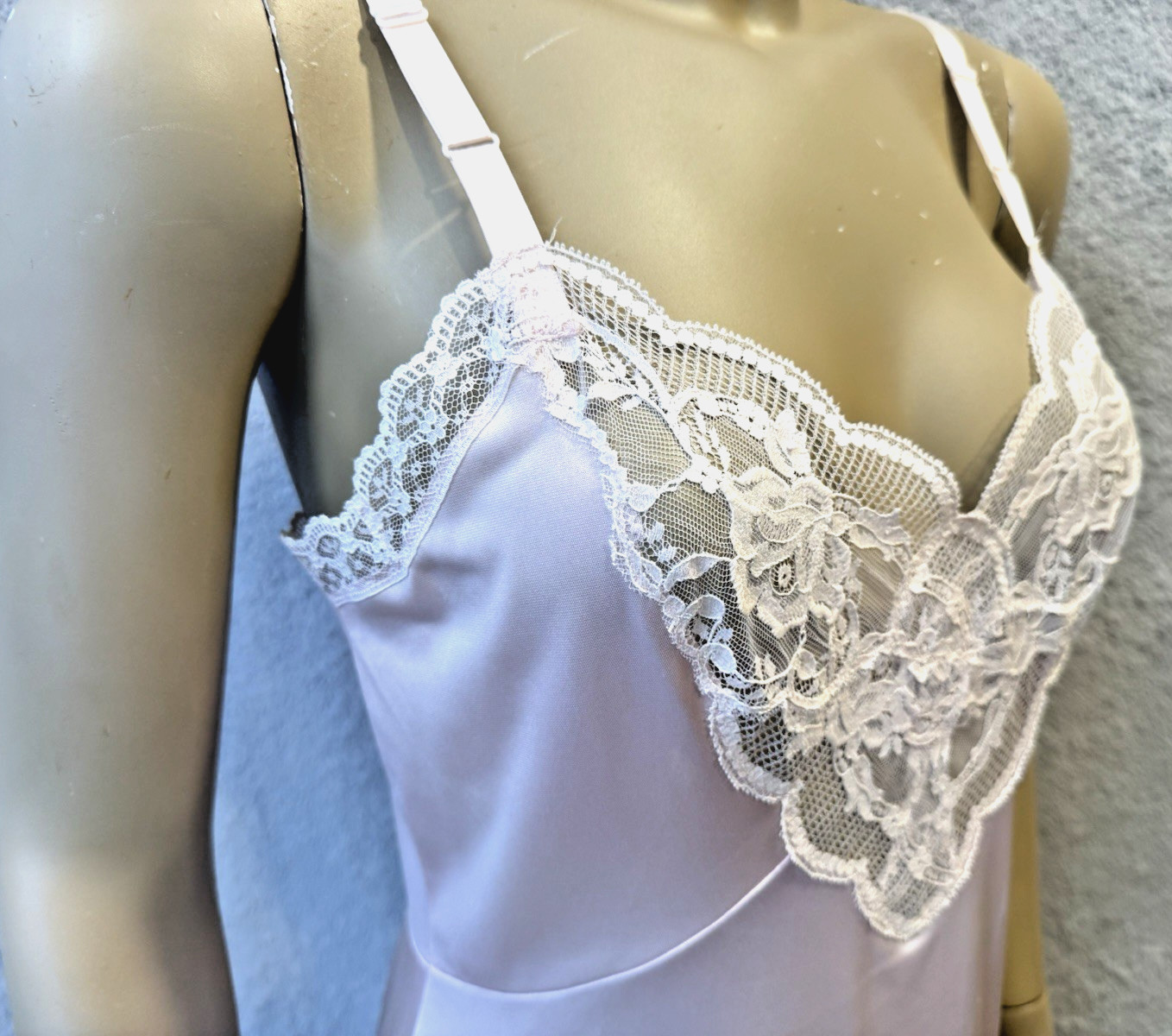 VTG Shadowline Dress Slip NEW w/Orig Tags, Peek-A-Boo Lace Mauve Pink Sexy 80’s