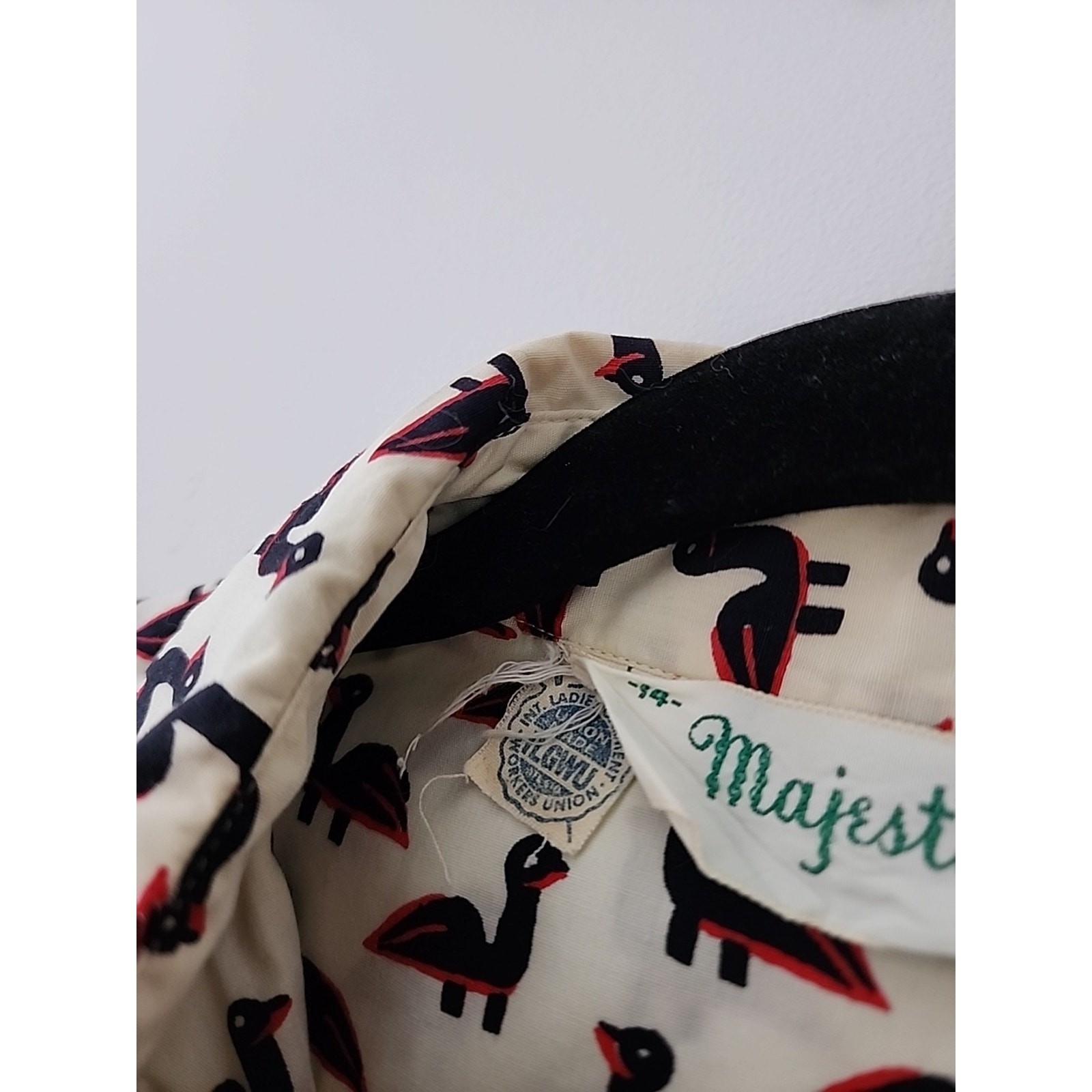 1960s Majestic Button Up Blouse Long Sleeve Birds Ducks Vintage Novelty Print 10