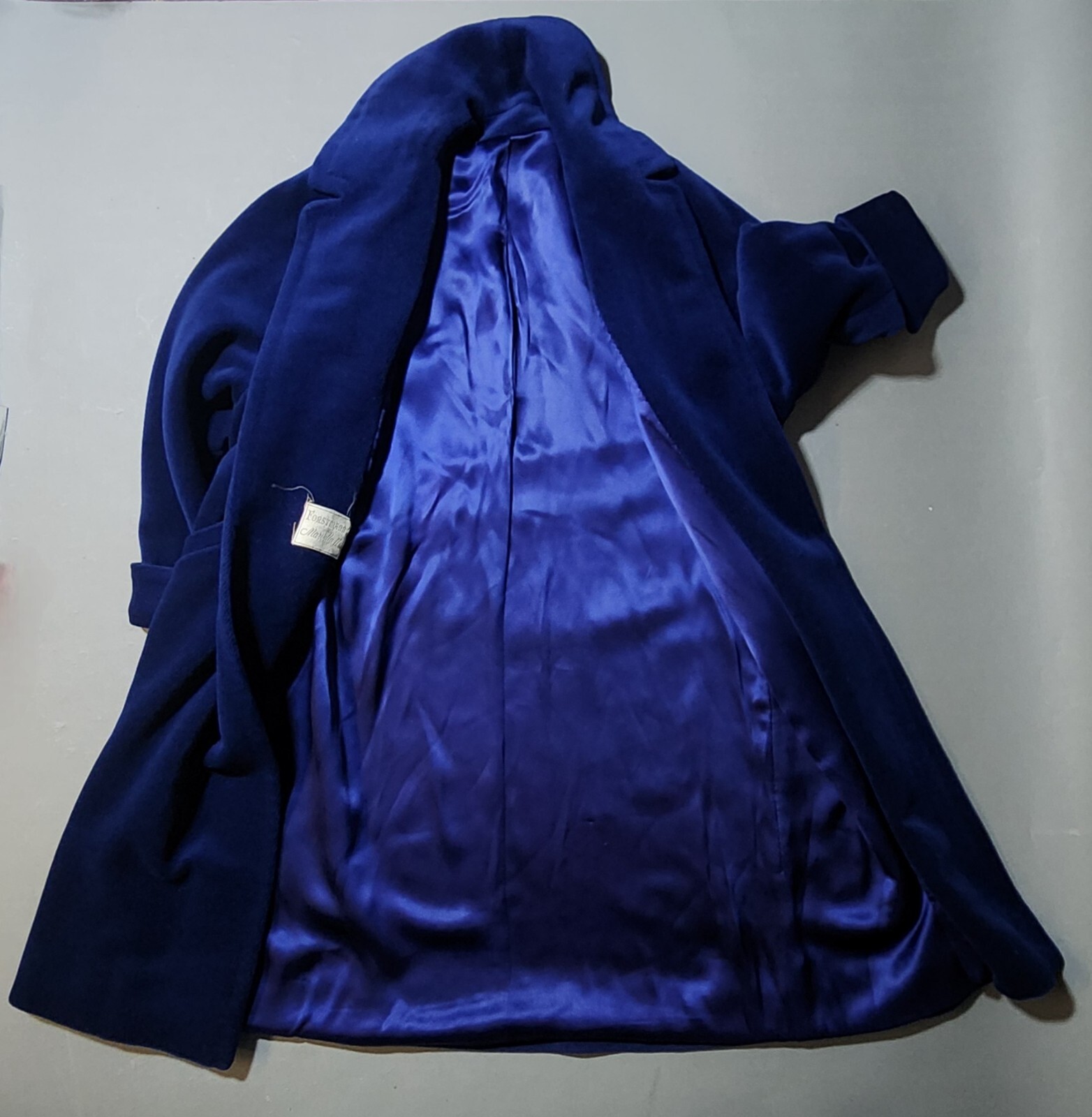 😎❤️Vtg 1950’s Coat Blue Forstmann Marvella II (A Wool Pile Velvet) Silk Lining