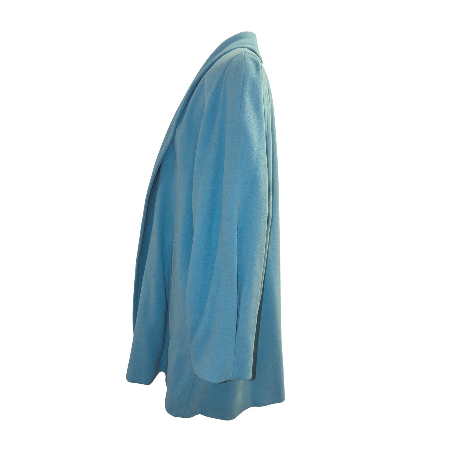 Escada Margaretha Ley Wool Angora Silk Coat Blue Shawl Collar Sz 36 Vintage NWT