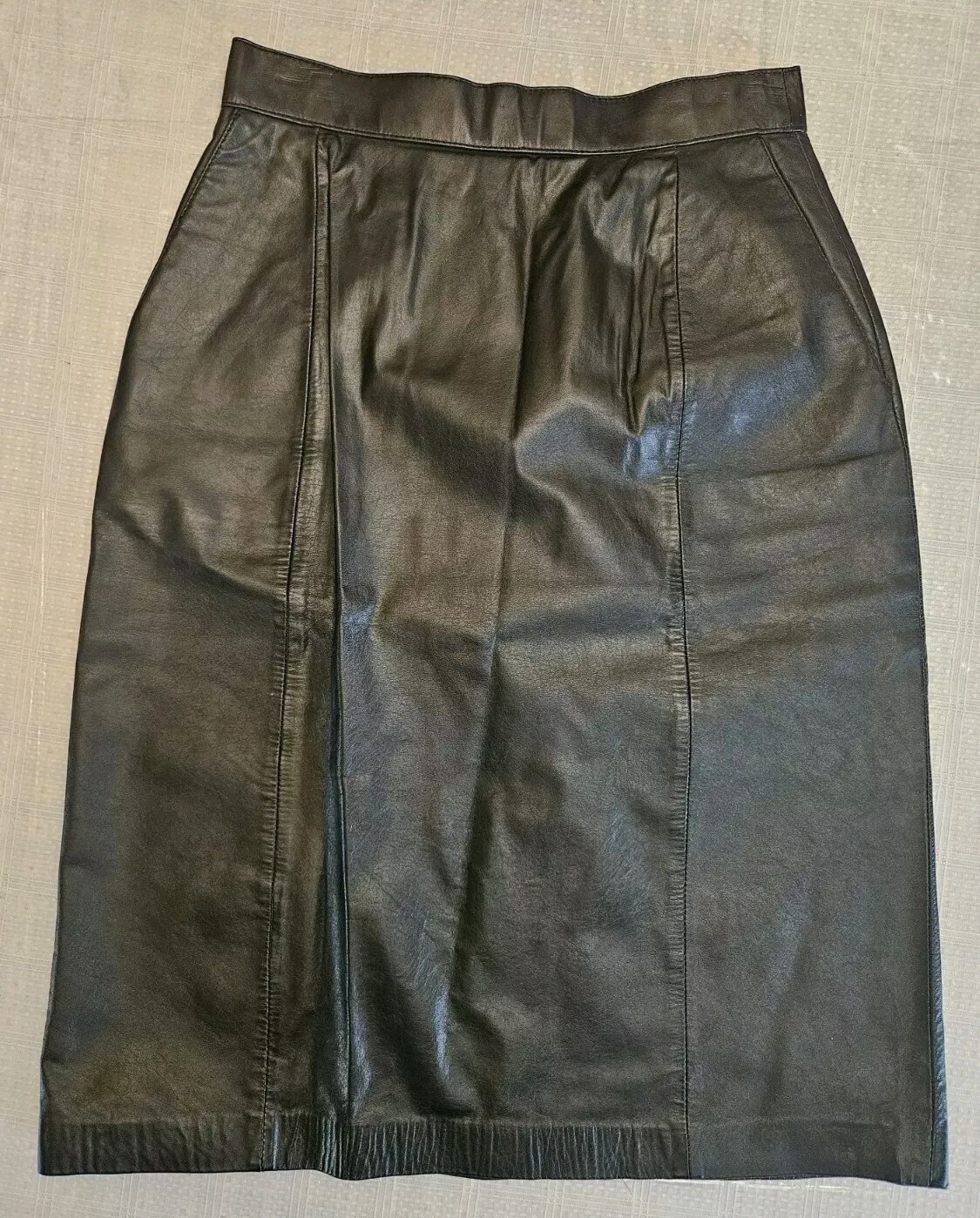 Vintage Wilsons Y2K Black Leather Pencil Slit Skirt (10) Punk Rock Grunge, Biker