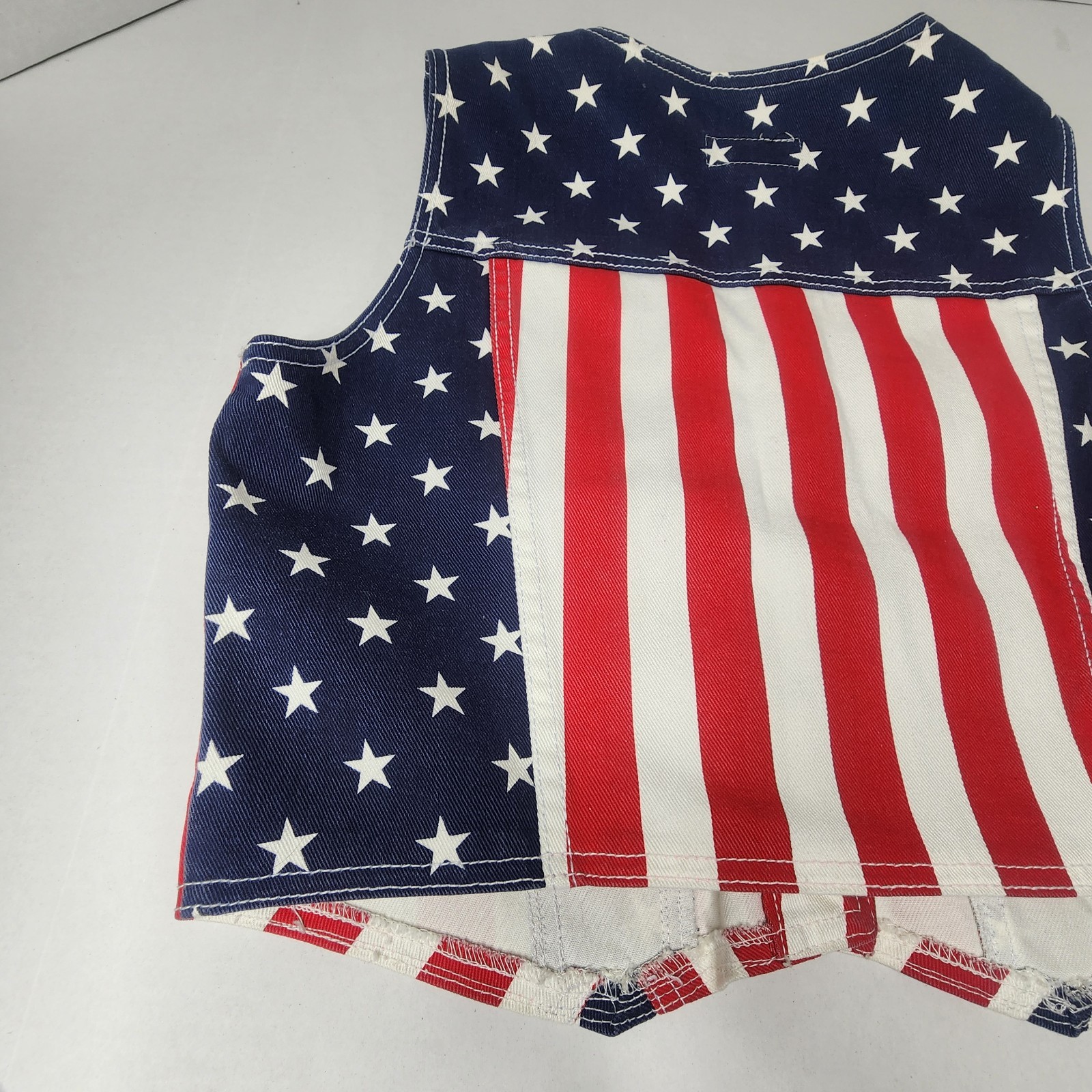 Vintage Parkers Jeans American Flag Vest Womens Large Denim Made in USA Button