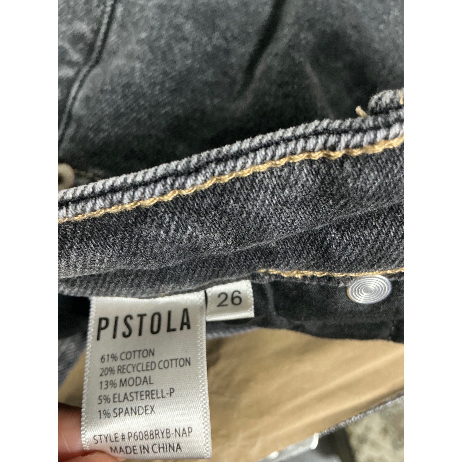 Pistola Lennon High Rise Boot Cut Cropped Black Acid Wash Ankle Jeans 26 Grunge
