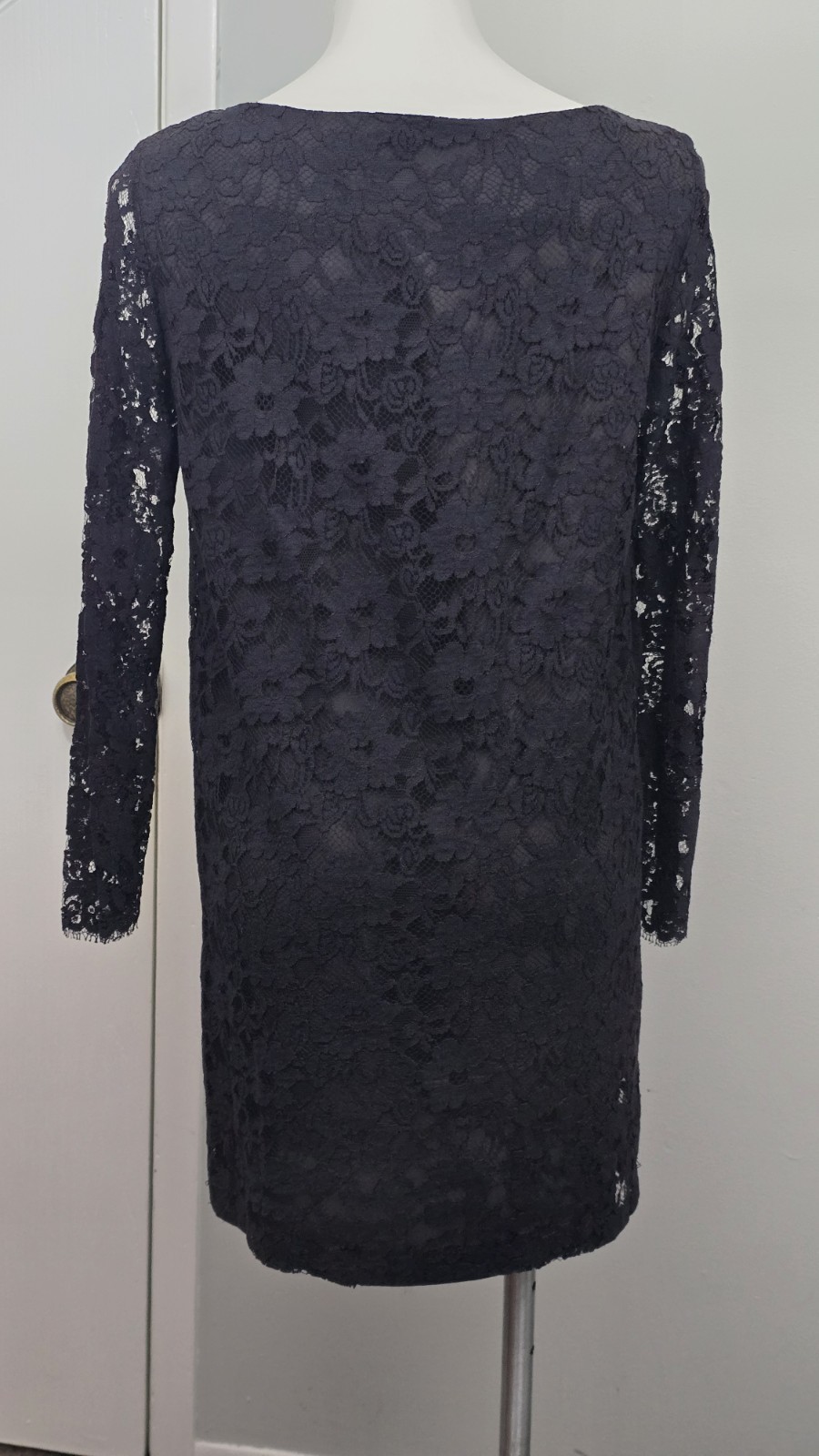 Vintage Henri Bendel Black And Red Lace Long Sleeve Dress, USA Made Tag Size 8