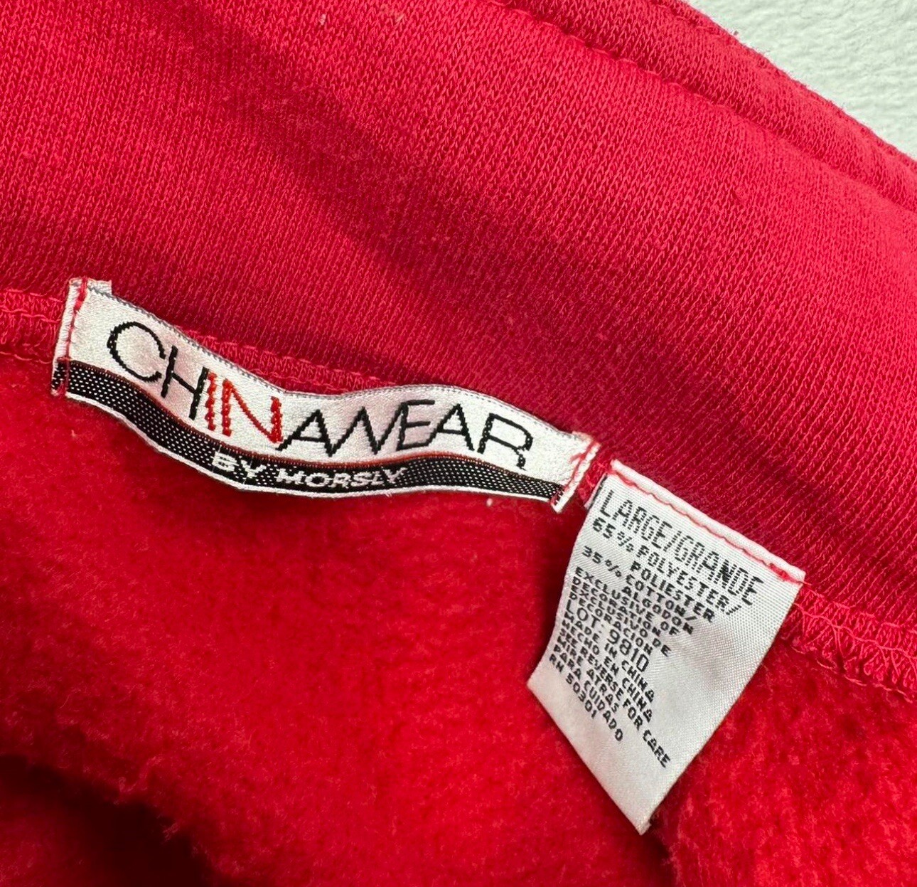 1980s Chinawear By Morsly 1/4 Zip Women’s Pullover Size Large – Red/Geometric