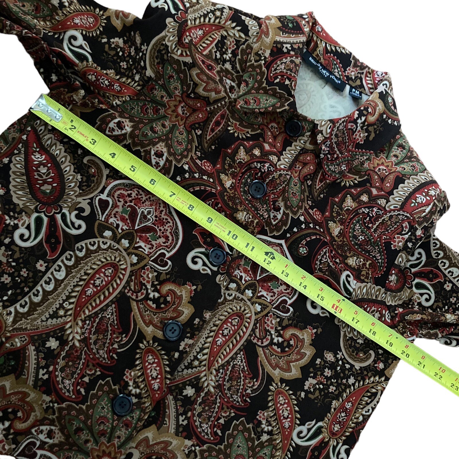 Vintage BRIGGS New York Cropped Button Up Jacket Sz PM Shoulder Pads Grannycore