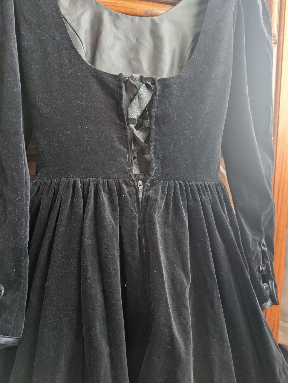 Vintage Laura Ashley Black Velvet Dress Size USA 6 / UK 8 / EUR 34