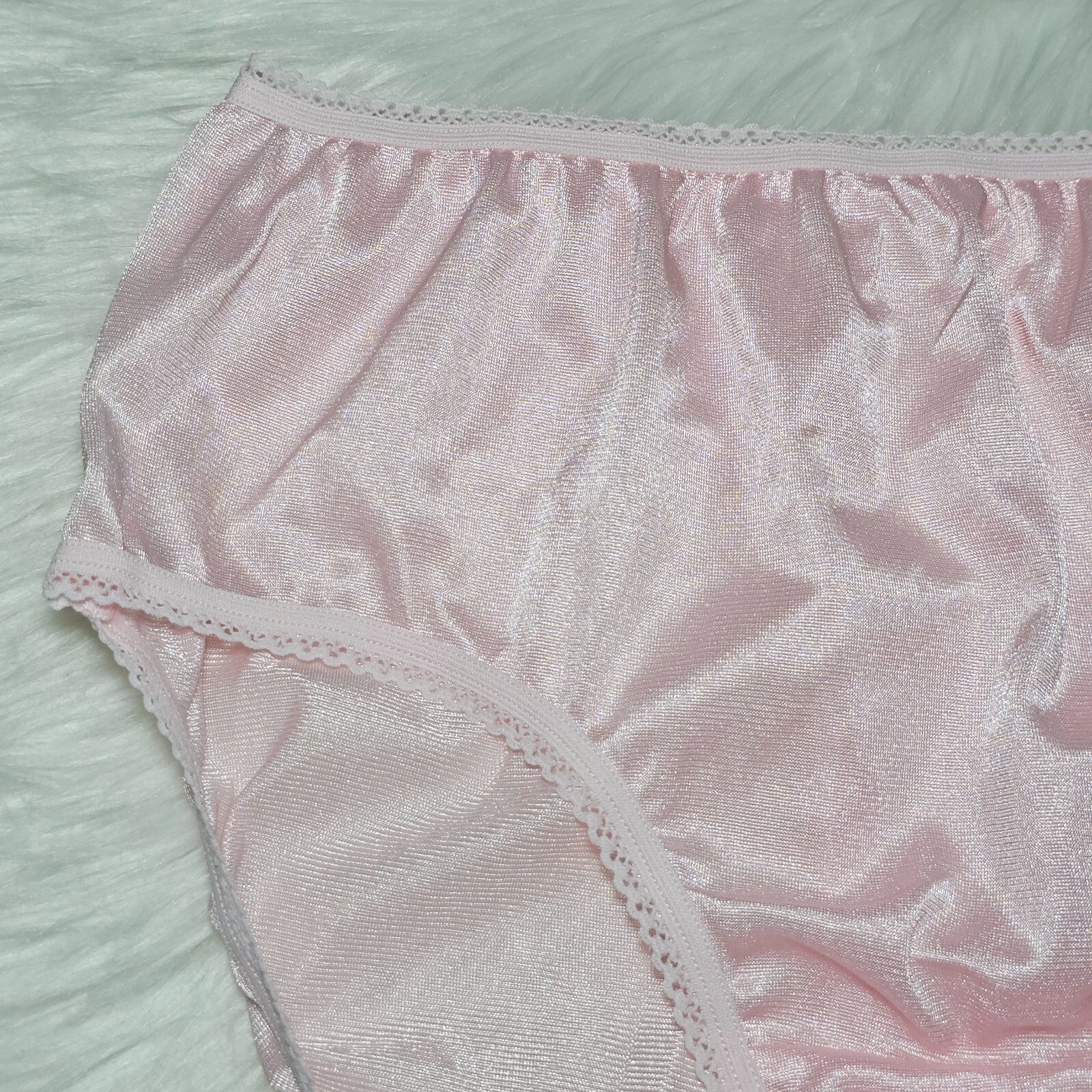 Vintage Silky Pink Panty 100% Nylon Sissy Sheer Brief Size 6-7 Hip 35-39″