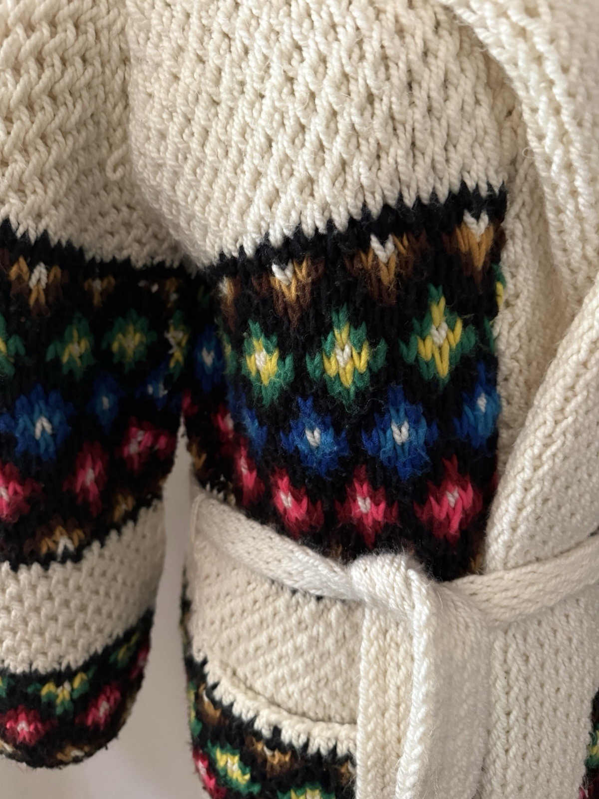 Vintage 60s-70s Cowichan Cardigan With Pockets ~ Shawl Collar ~ Chunky Knit