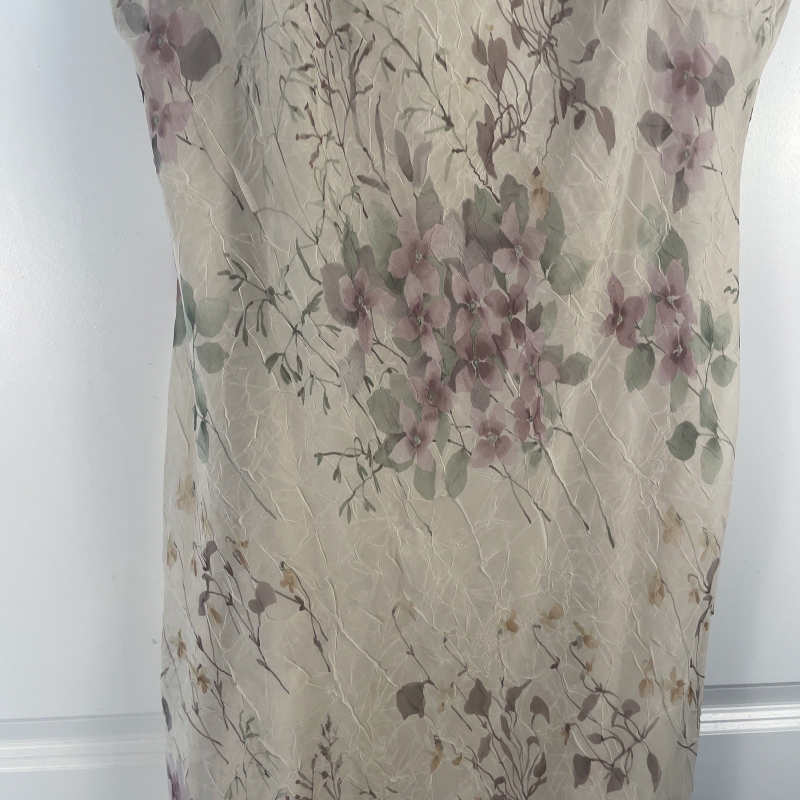 Vtg 90’s R+M Richards Maxi Dress 16 Cream Floral Boho Fairy Assymetric Coquette