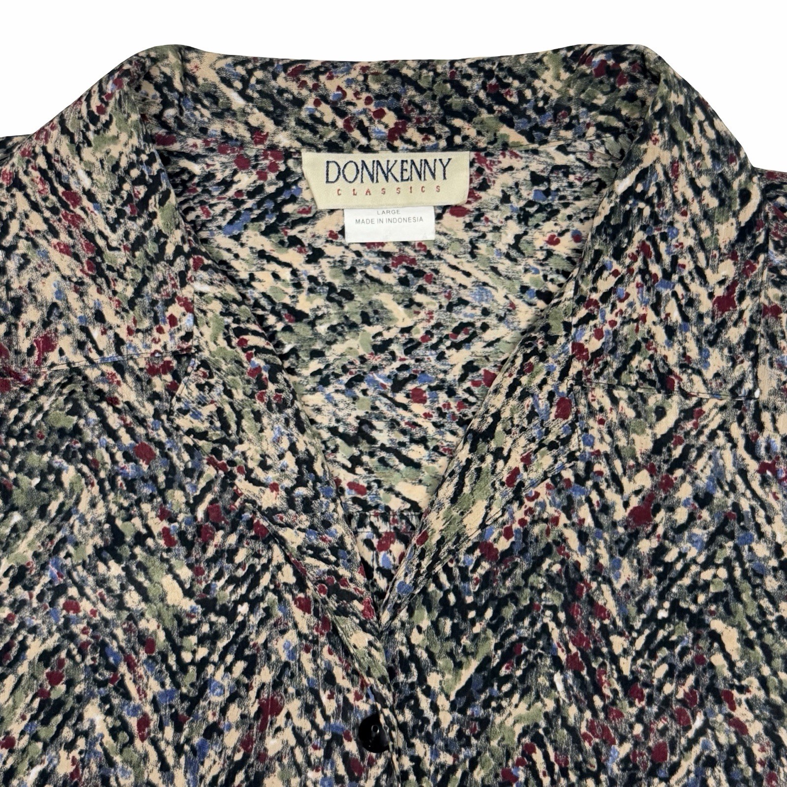 Vintage Donnkenny Short Sleeve Blouse 80’s 90’s Abstract Print Button Down
