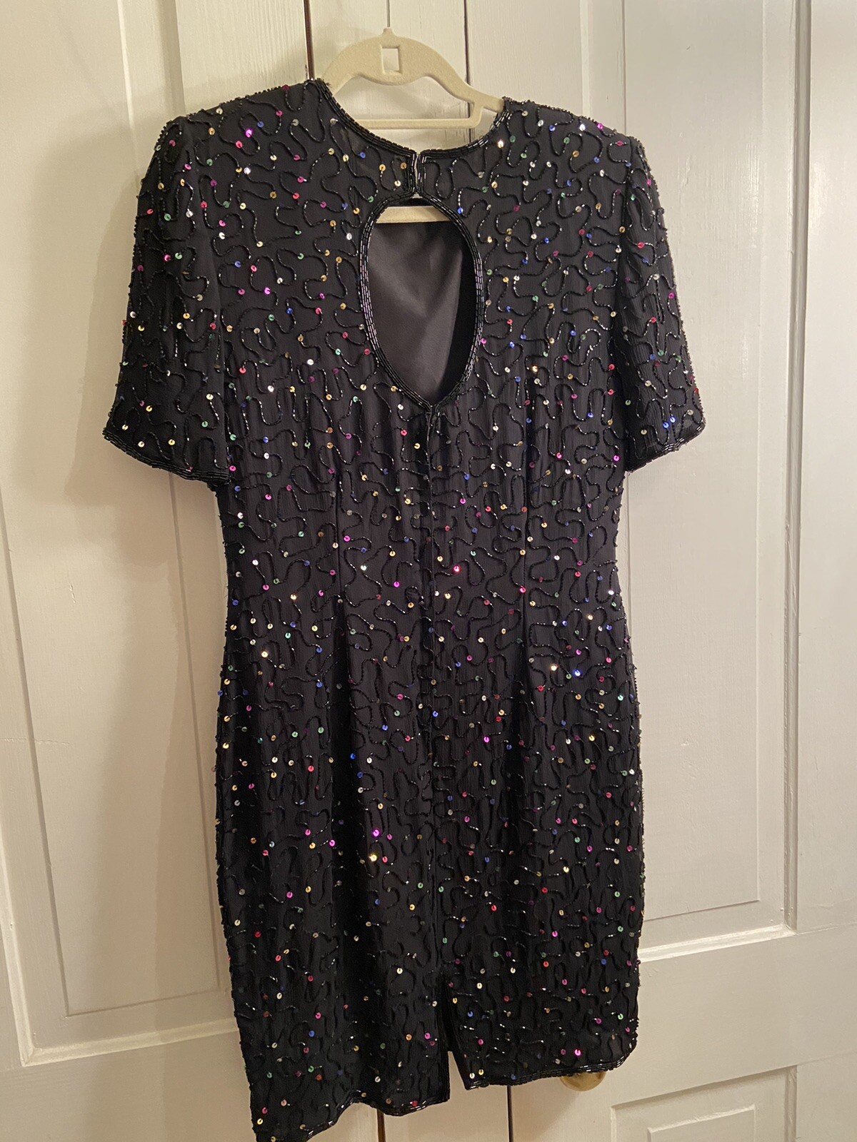 Vintage 100% Silk Bead Dress w/ Multi Color Sequins Made in India by Stenay 10P