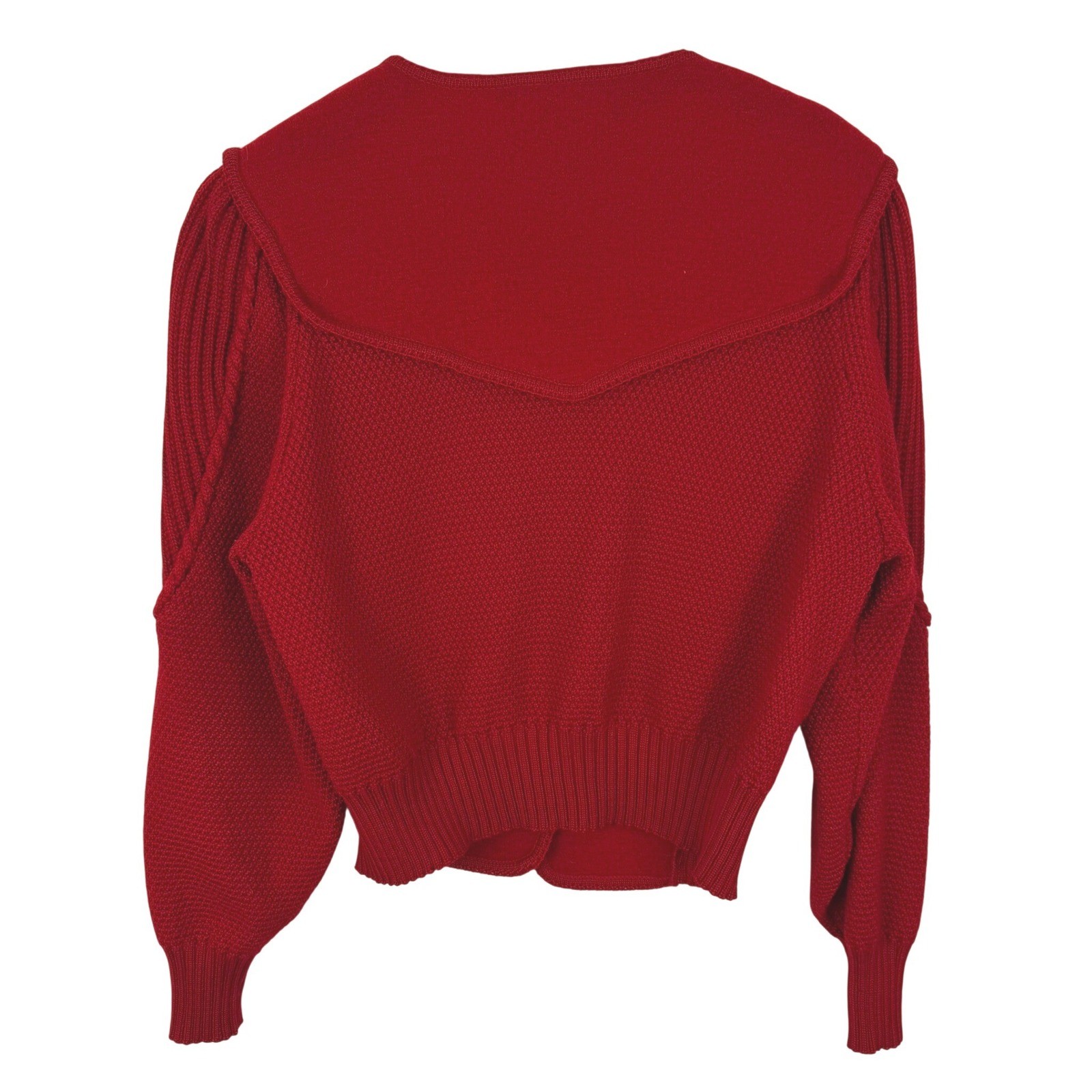 Vintage 1980s Preppy Red Wool Cardigan Sweater Sailor Collar Women’s Large