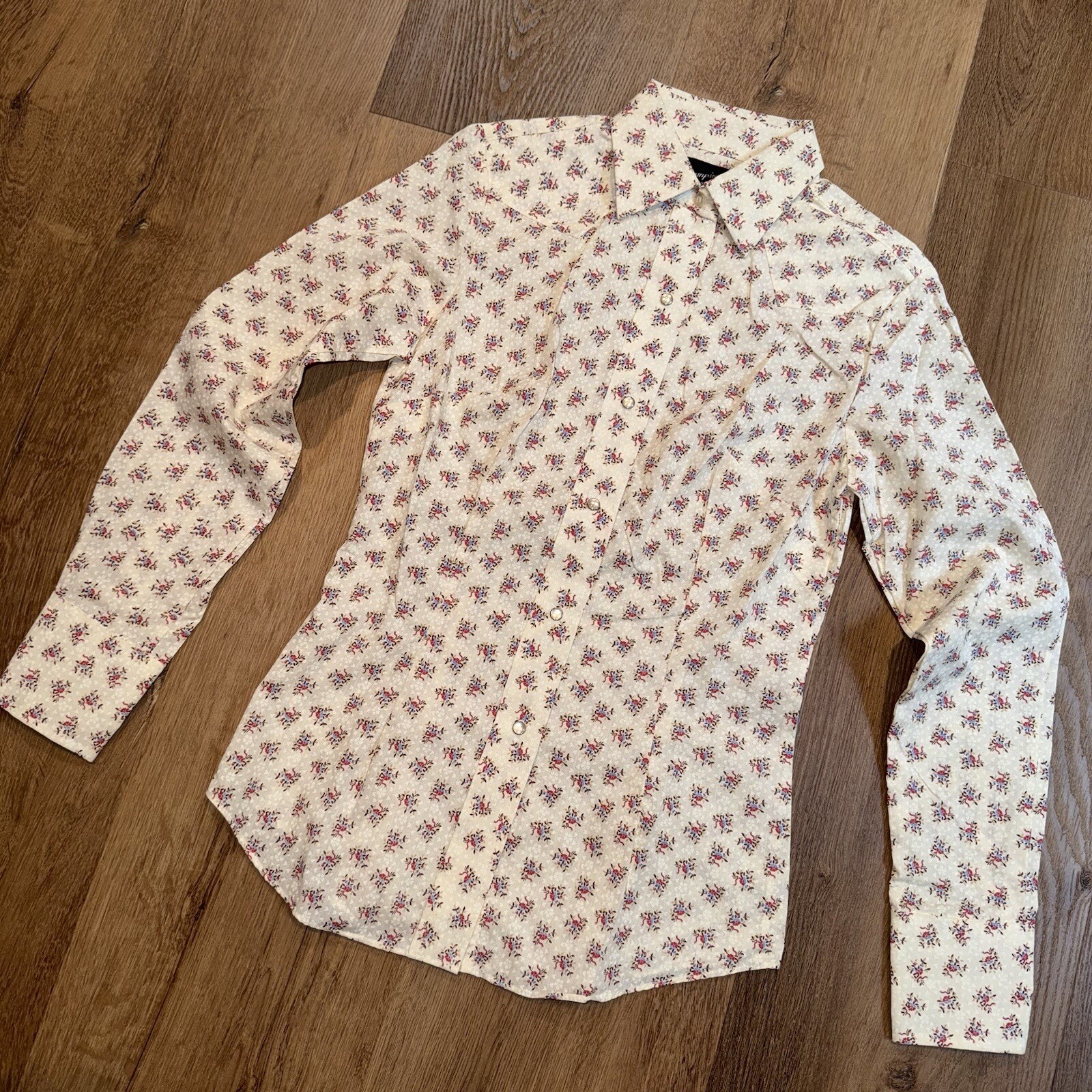 Vtg 70s Pearl Snap Shirt Champion Western Rockabilly Disco Cowgirl NOS Womens 12