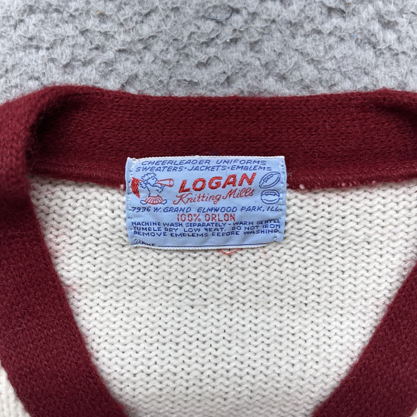 Vtg 70’s Cheerleader Sweater Womens S Varsity Logan Knitting Mills Orlon Acrylic