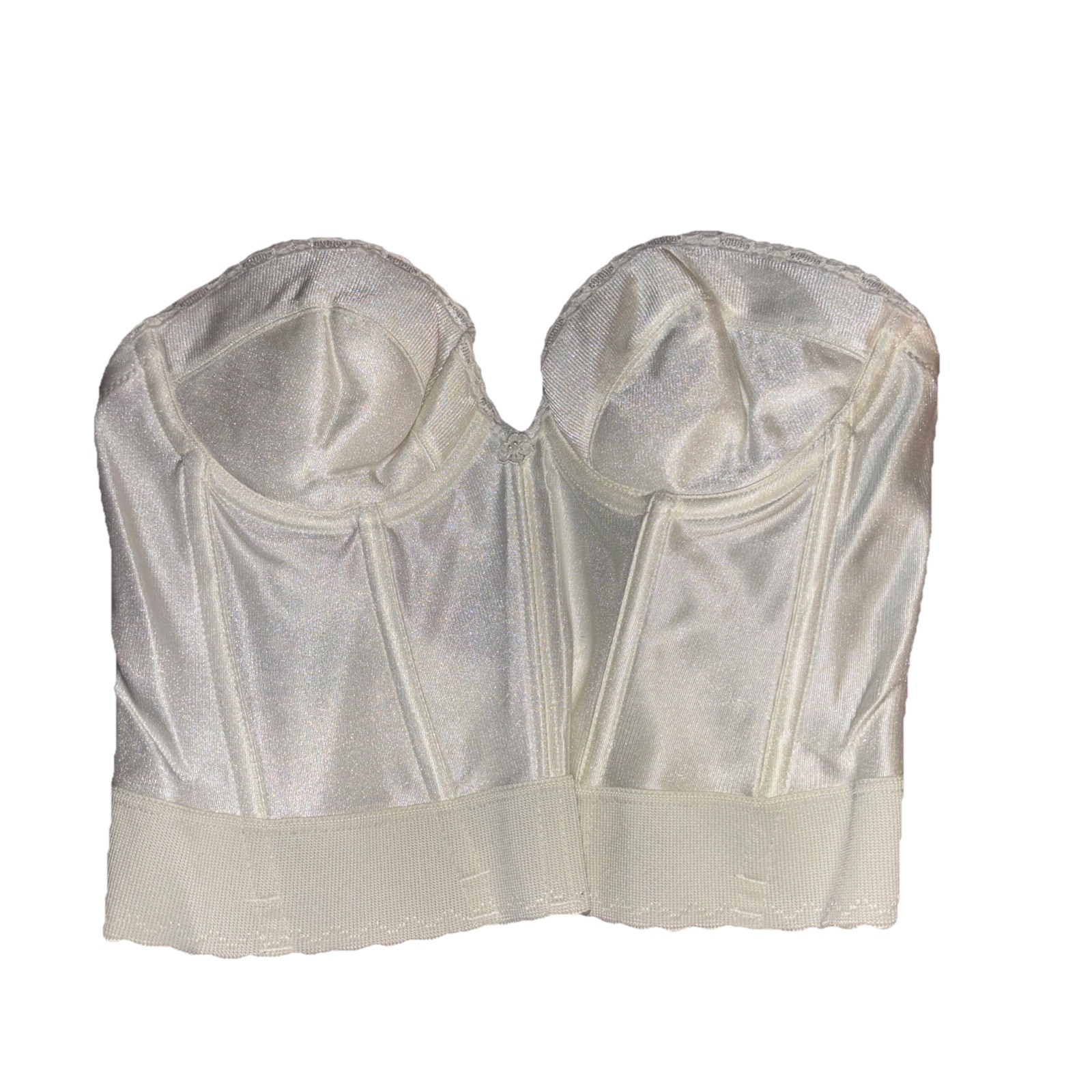 Vintage Adonna Corset Strapless Push Up Bustier Bra White 36B