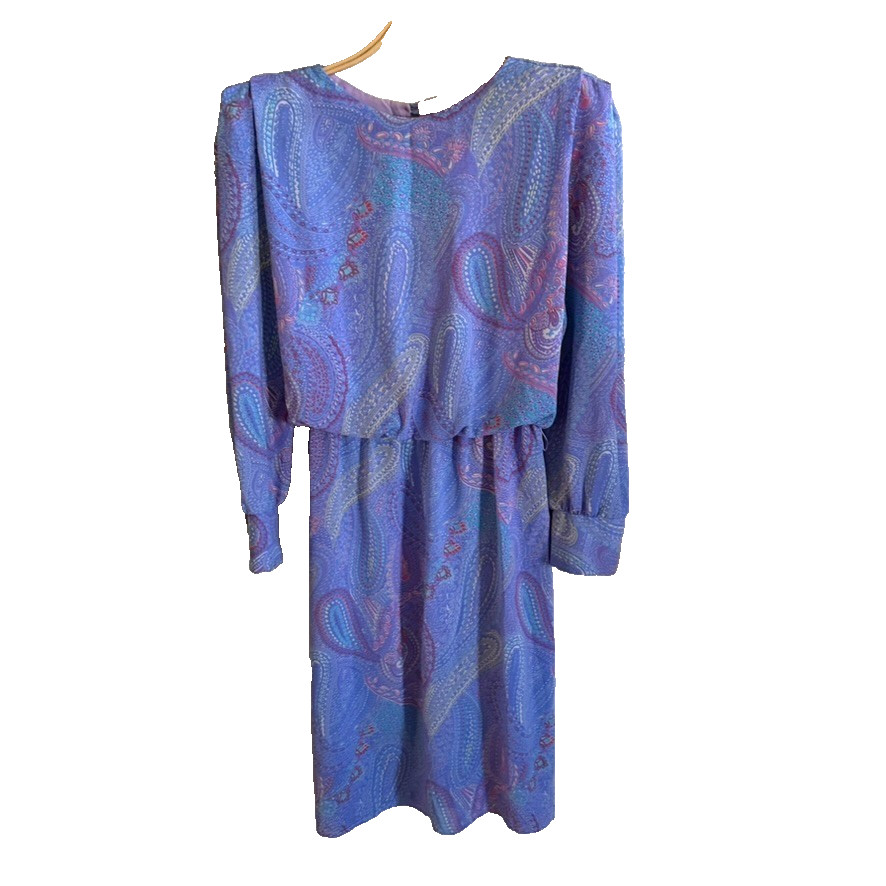 Vintase JSJ Size 6 Secretary Cottagecore Prairie Ditsy Purple Floral Paisley