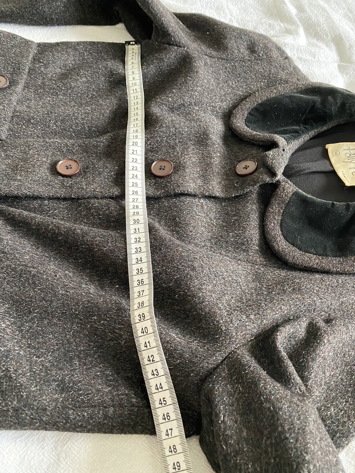 Vintage 50s 60s Sz S Sybil Zelker Polly Peck Wool Velvet Jacket Belt Grey Short