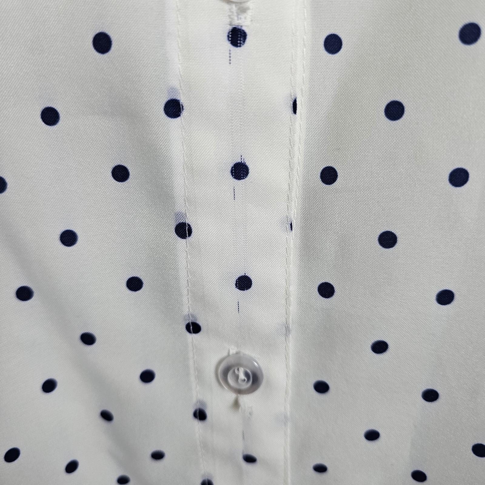 Vintage 80s 90s Lori of California L/XL Navy White Polka Dot Blouse Chic Casual