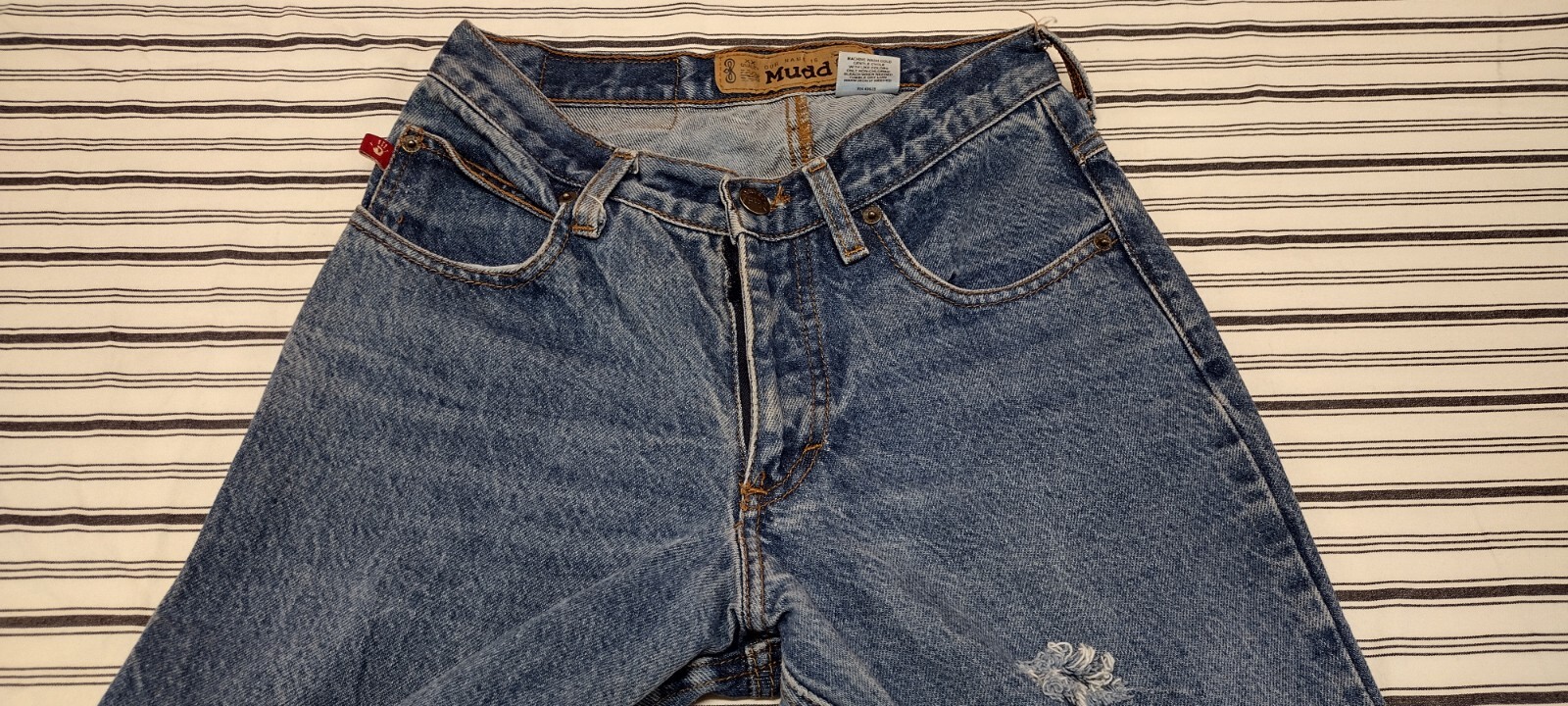 Mudd Jeans 90s Blue Denim Wide Bell Bottoms Waist 26 inch Epic SIDE SLIT
