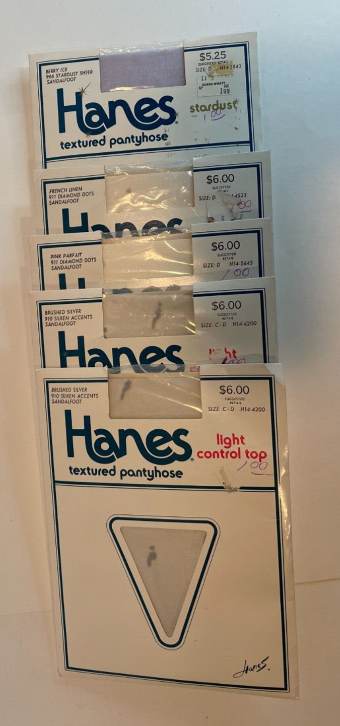 Hanes Textured Pantyhose Size C-D, D Stardust Light Control Top 5 pairs
