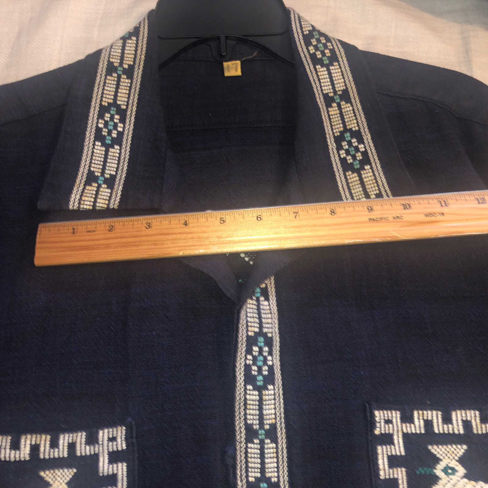 Vintage Mexican GUAYABERA Style Hand Embroidered Jacket PRE-OWNED