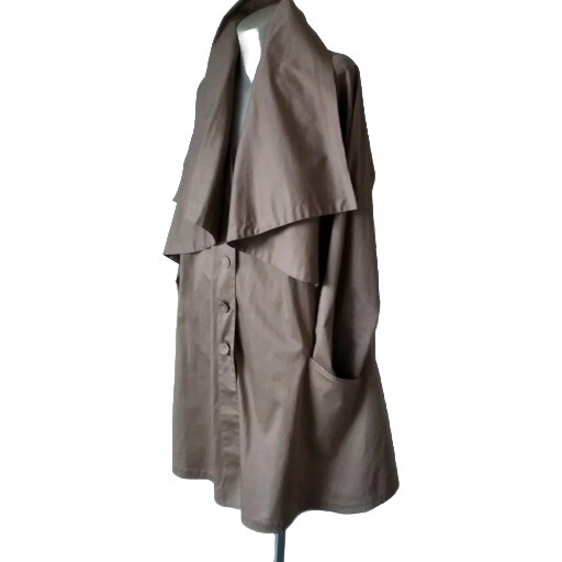 Gay Naffine Fab Taupe Polished Cotton Evening Coat/ Duster/ Autumn.,Size 14