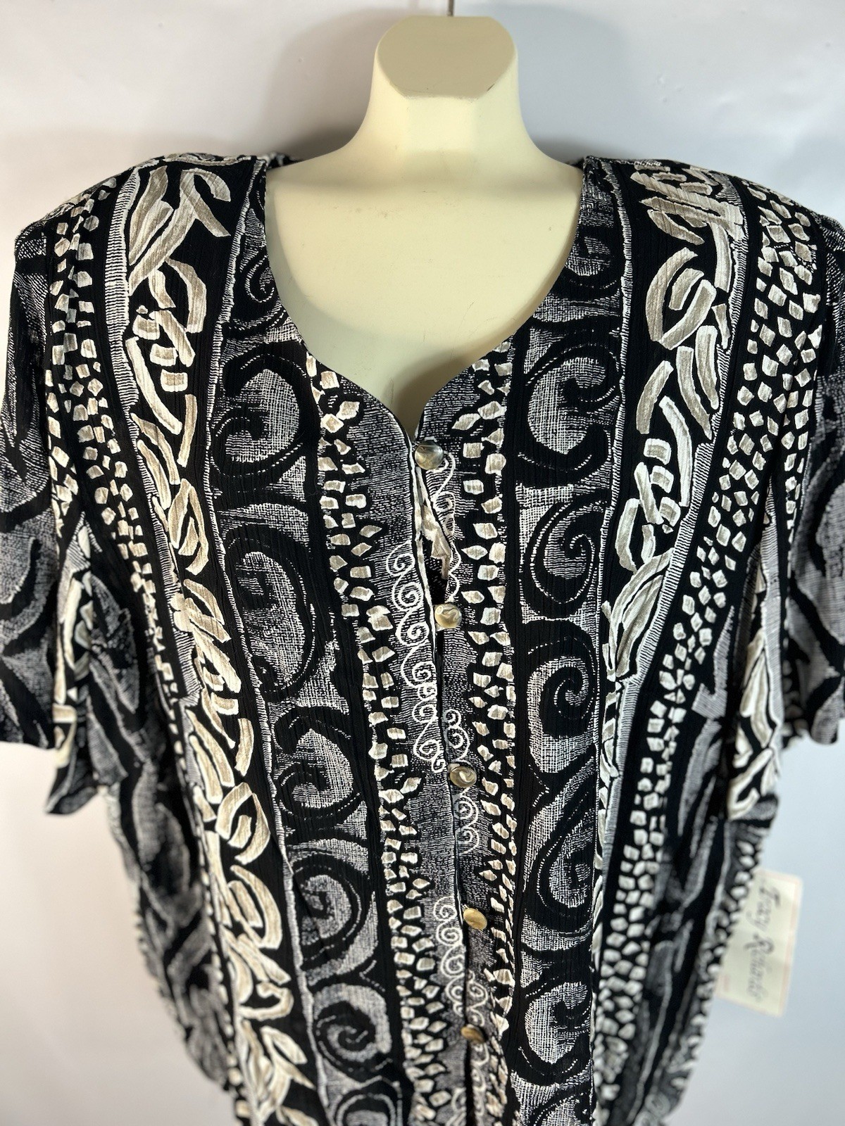 Vintage Tracy Richards Paisley & Stripe Button Blouse Size 22WP