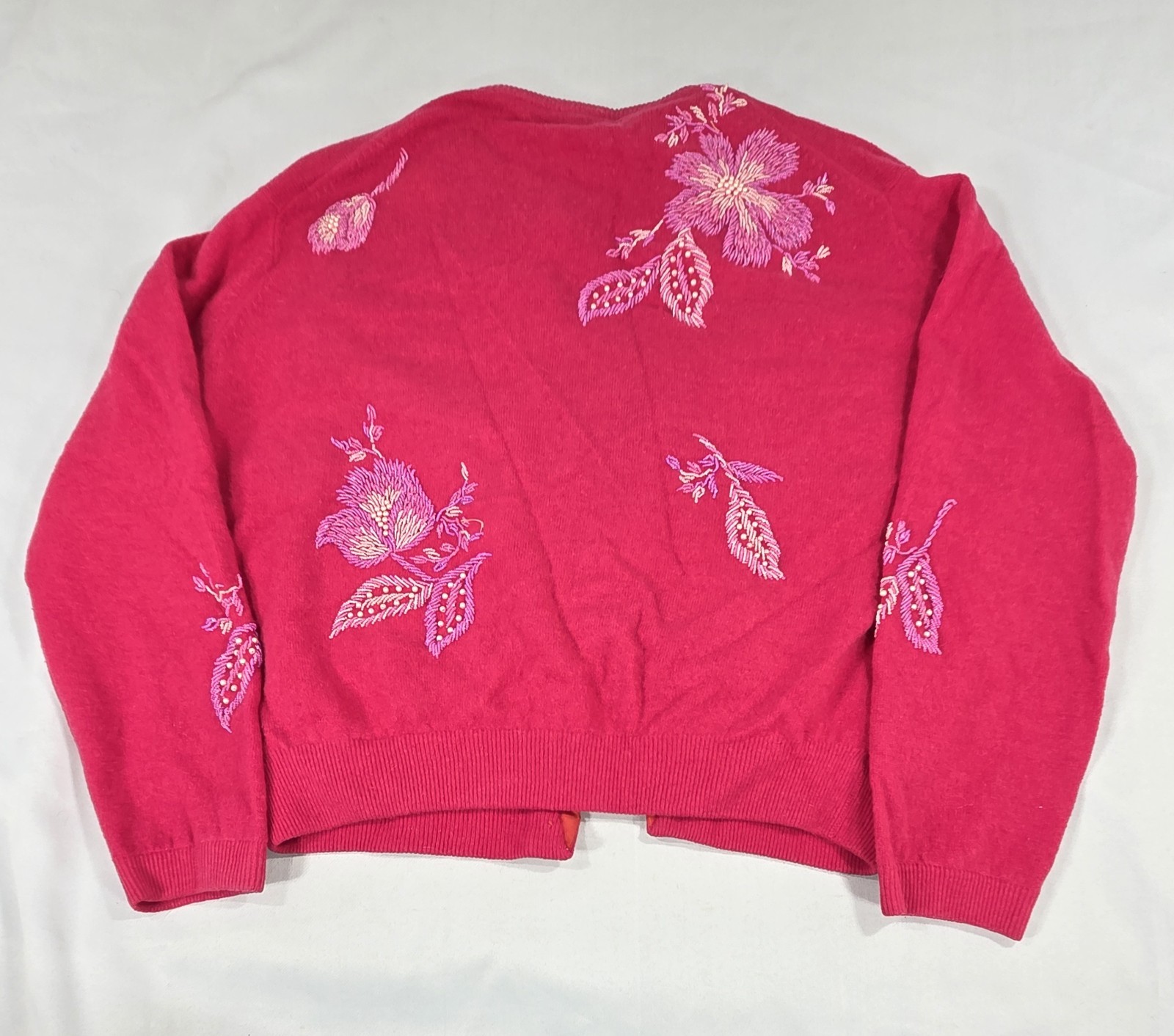 Vtg 50s Cavanagh’s Pink Beaded Wool Angora Cardigan Sweater Sz 44 St. Thomas VI