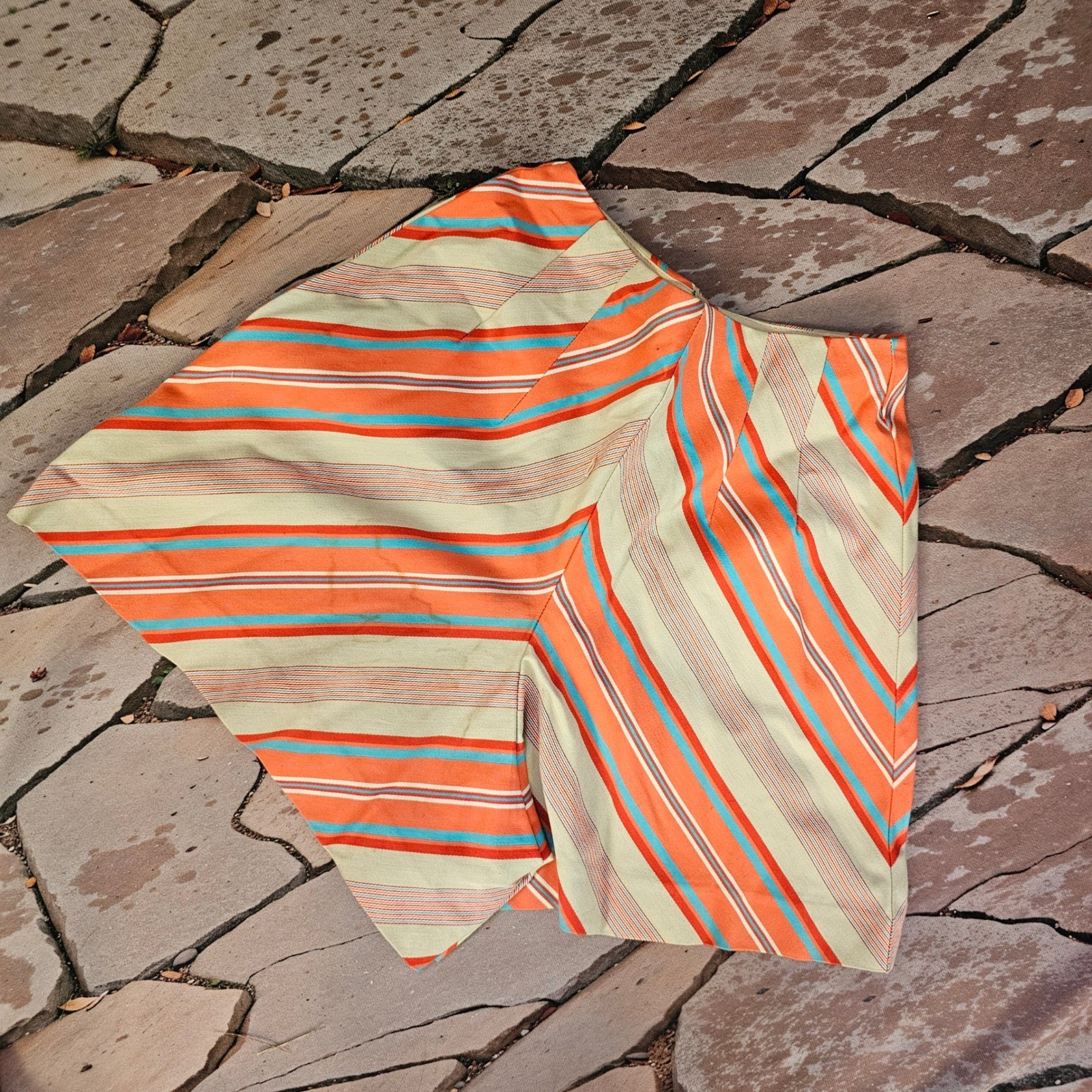Vintage 1970s Bobbie Brooks Striped High Waisted Shorts Orange Teal Button Front