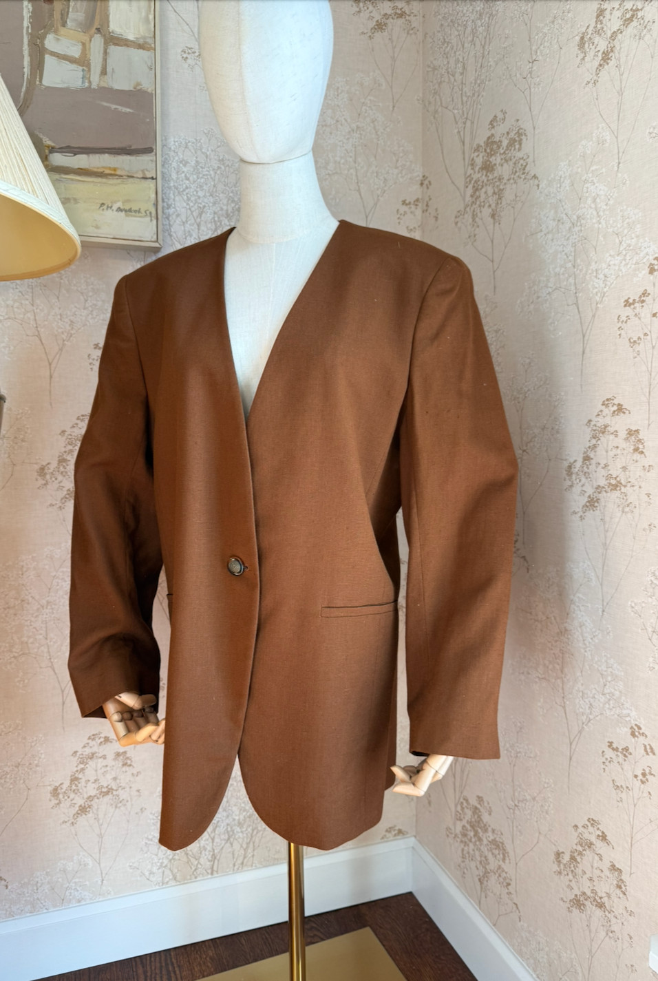 Vintage Rena Rowan for Saville Womens Minimalist camel Blazer