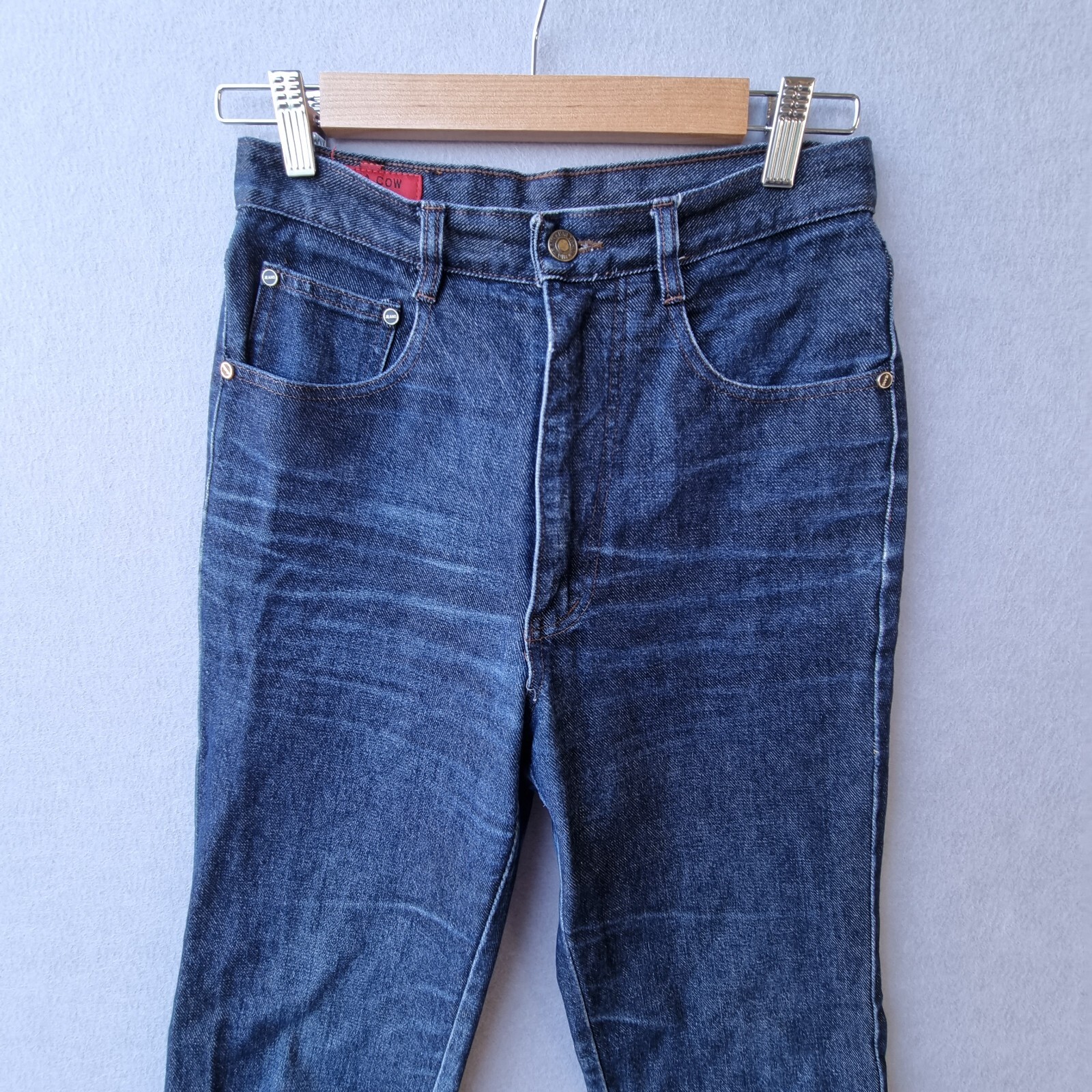 VINTAGE High Rise Blue Denim Jeans sZ 28″ Tall Girls Jeans Baggy Tapered leg
