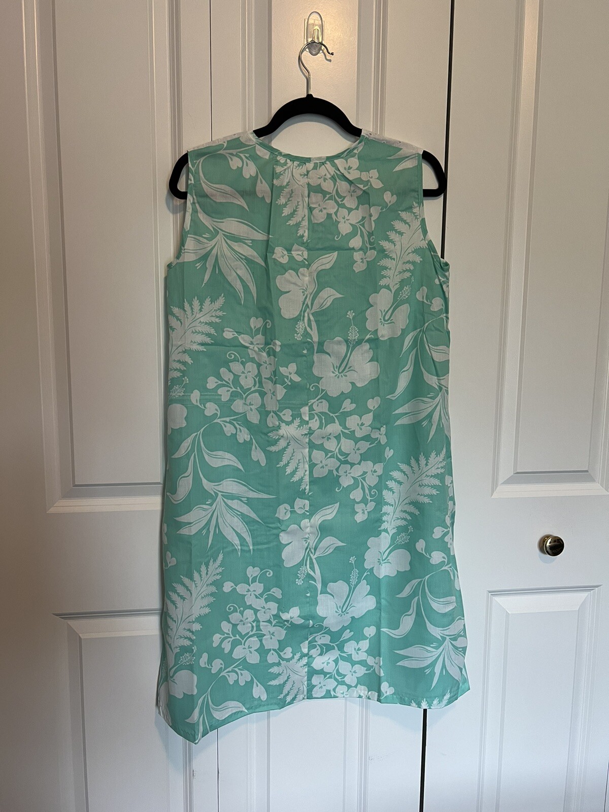 VTG Dutchmaid Nightgown House Dress Green Floral Eyelet Collar Size 15 MediumNOS