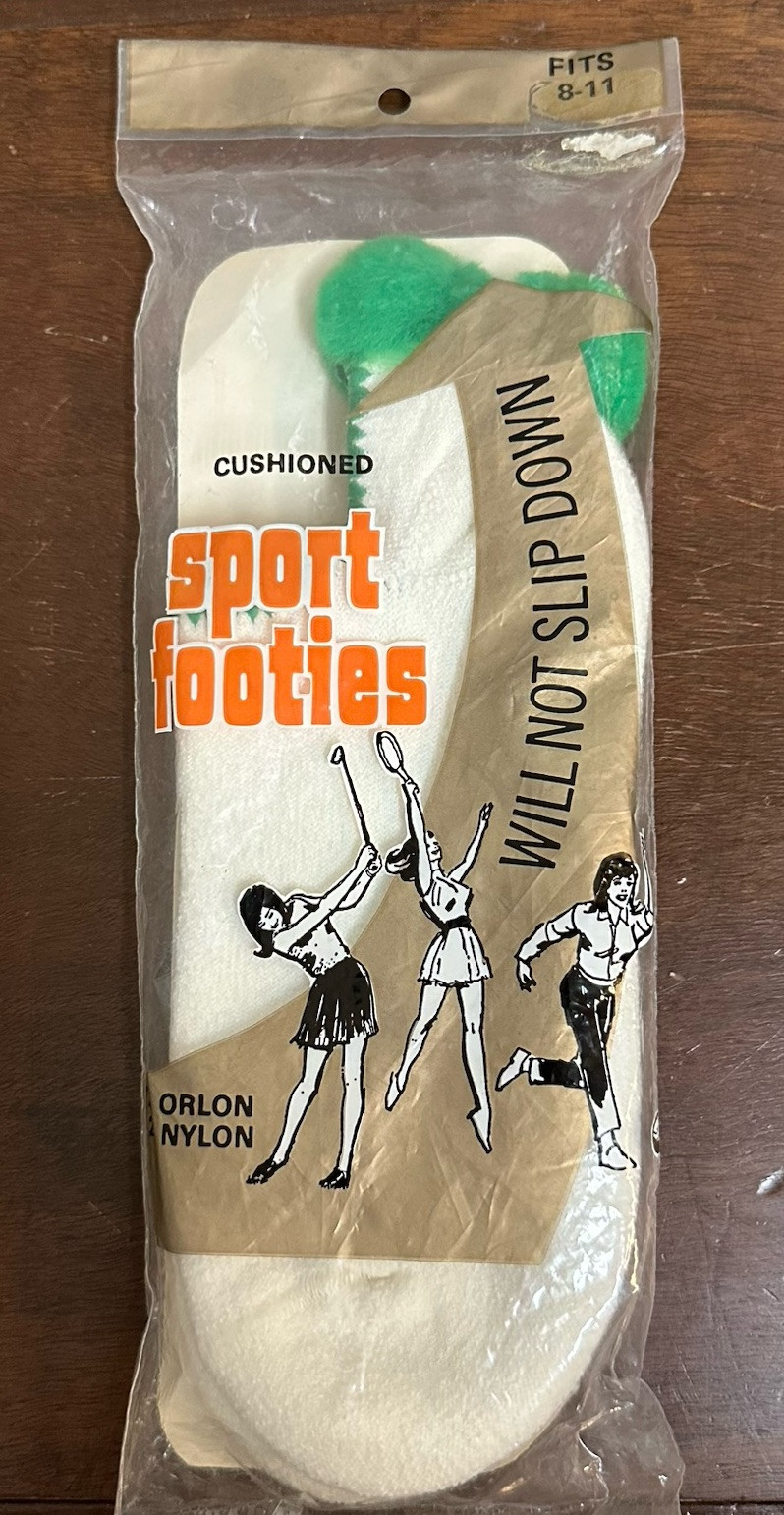 Vintage Pom Pom Cushioned Sport Footies No Slip Orlon Size 8-11 NEW NOS