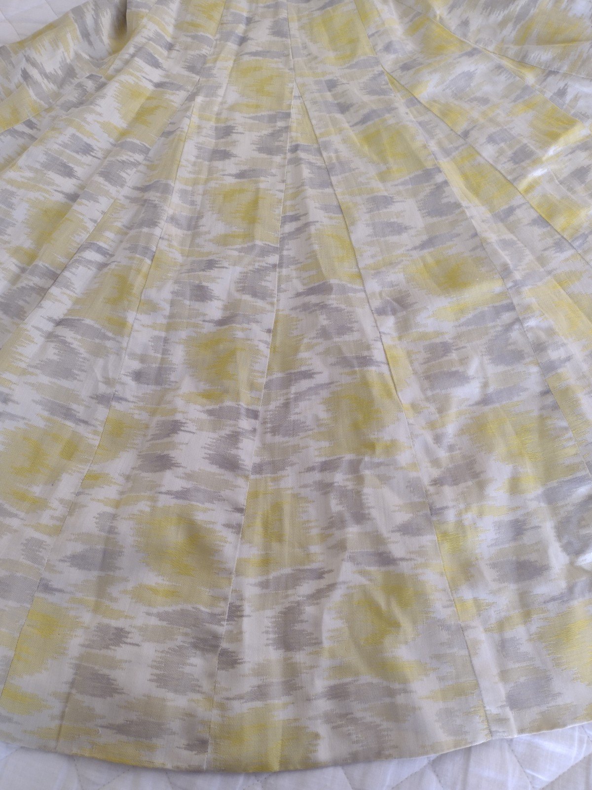 VTG Pat Premo Midi Dress Yellow Grey 50s 60s Cottage Full Skirt Mid Century MCM