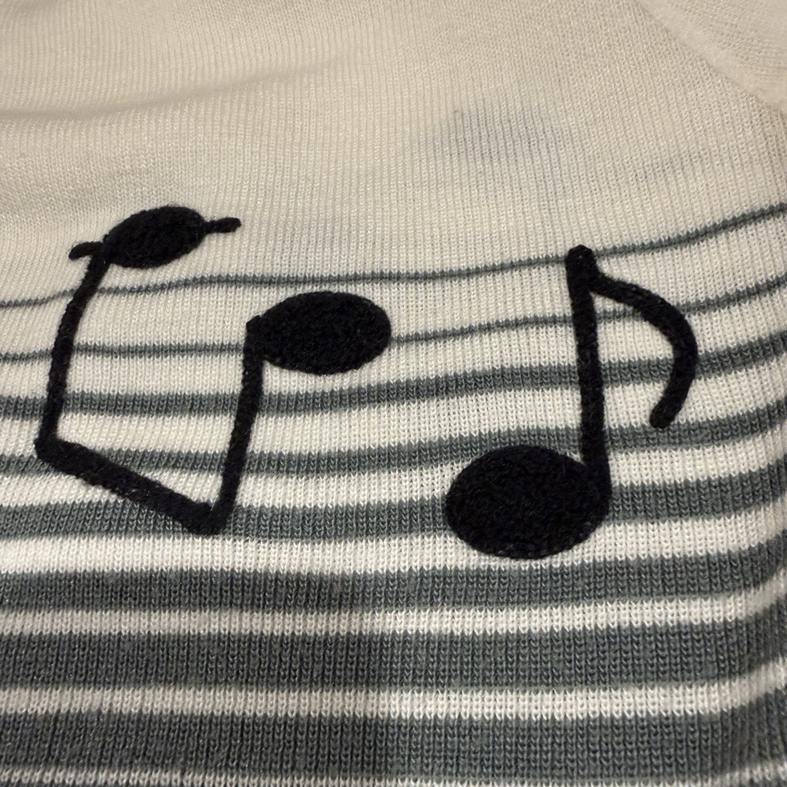 Vintage Cyn Les Shirlee Designs SWEATER Embroidered MUSIC Teacher NOTES XS/S
