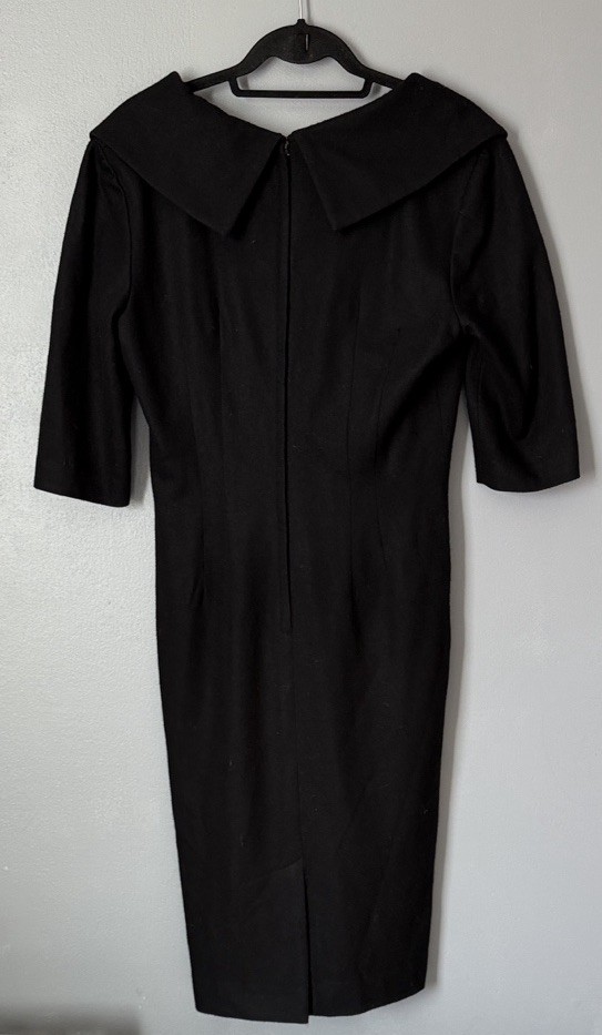 Edith Flagg Vintage Women’s 100% Wool Midi Pencil Old Money Dress Waist 32”